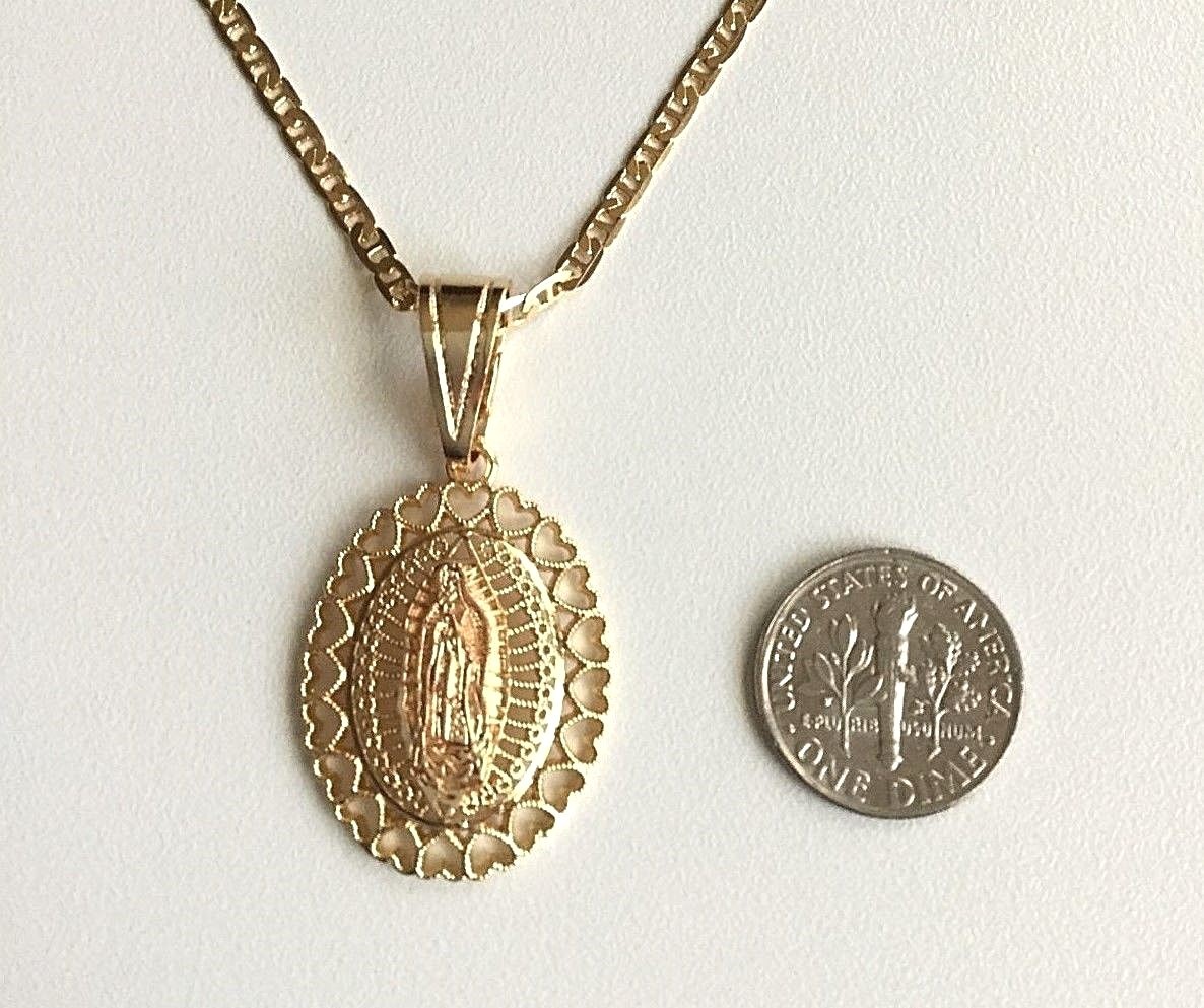 18K GOLD FILLED CADENA DE GUADALUPE-20″/ GUADALUPE NECKLACE-20″ LONG – 30X22mm