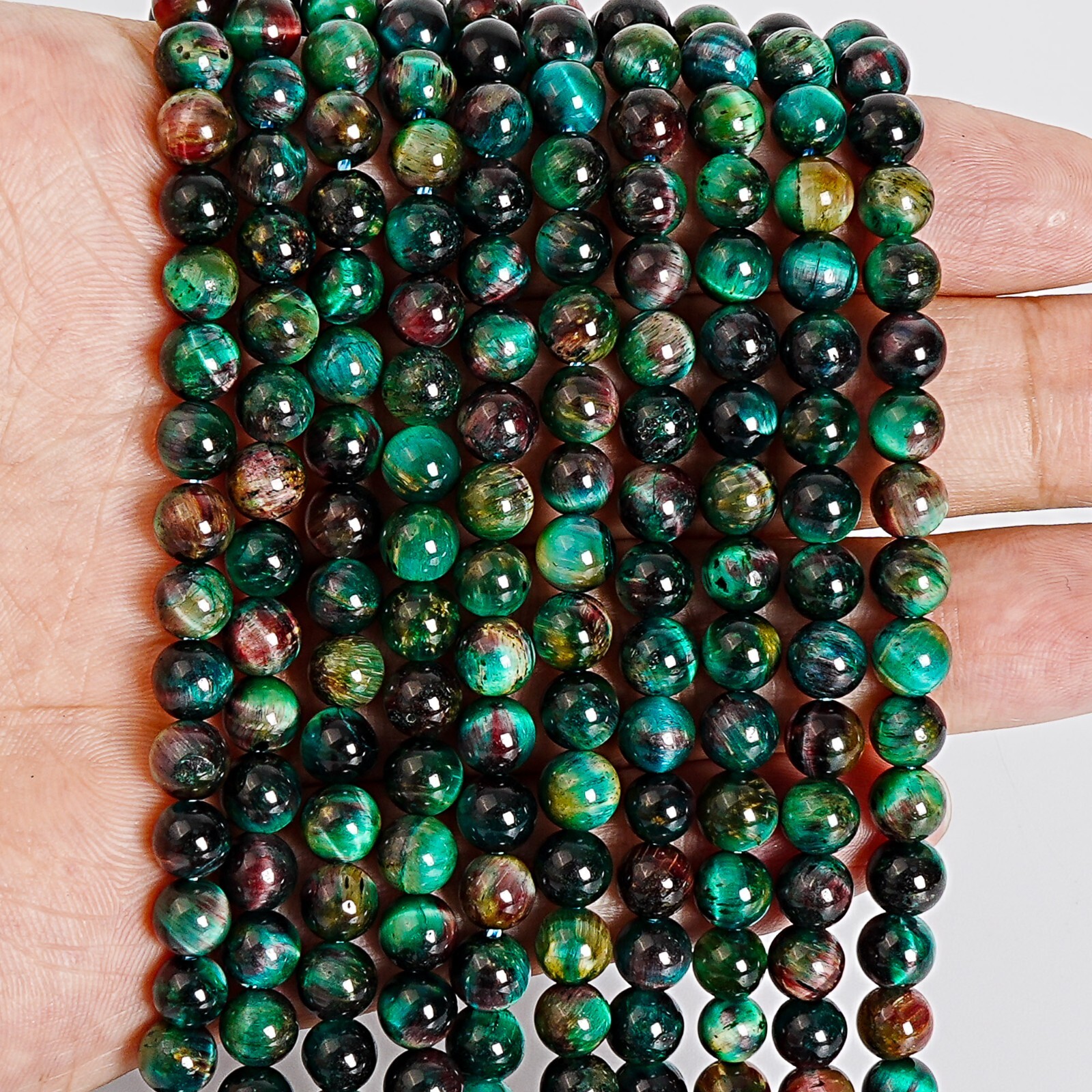 Parrot Color Tiger Eye Beads Round Gemstone Loose Beads 6/8/10MM