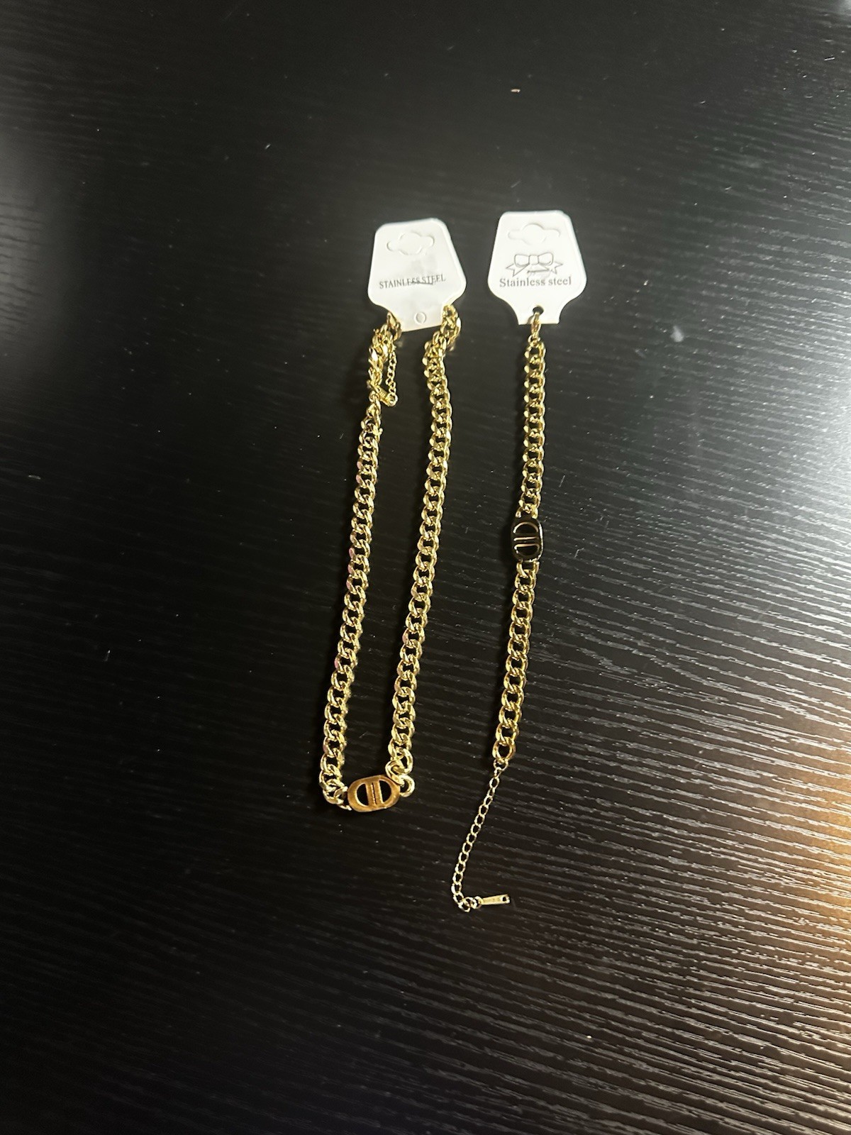 Gold Tone Stainless Steel Curb Link Chain Necklace Adjustable Lobster Clasp