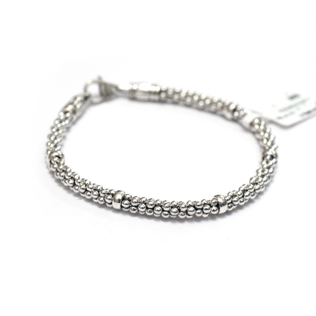 LAGOS Sterling Silver Signature Caviar 5mm Rope Station Bracelet 7 Medium New
