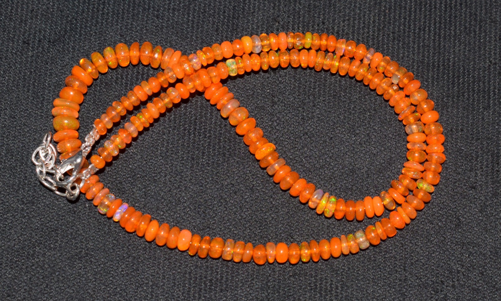 16”Natural Ethiopian Opal Wello Fire Opal Gemstone Beads Necklace AF0403