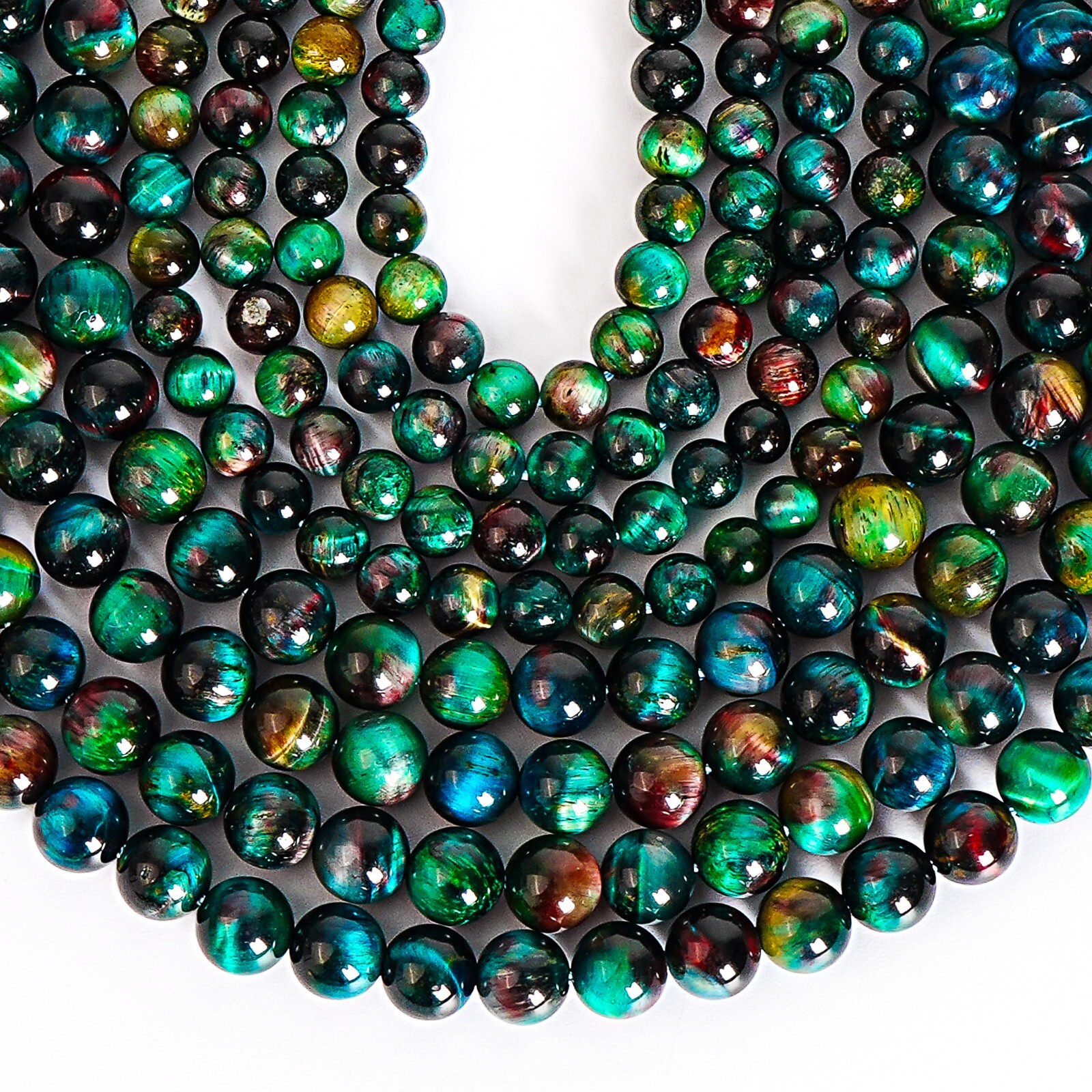 Parrot Color Tiger Eye Beads Round Gemstone Loose Beads 6/8/10MM