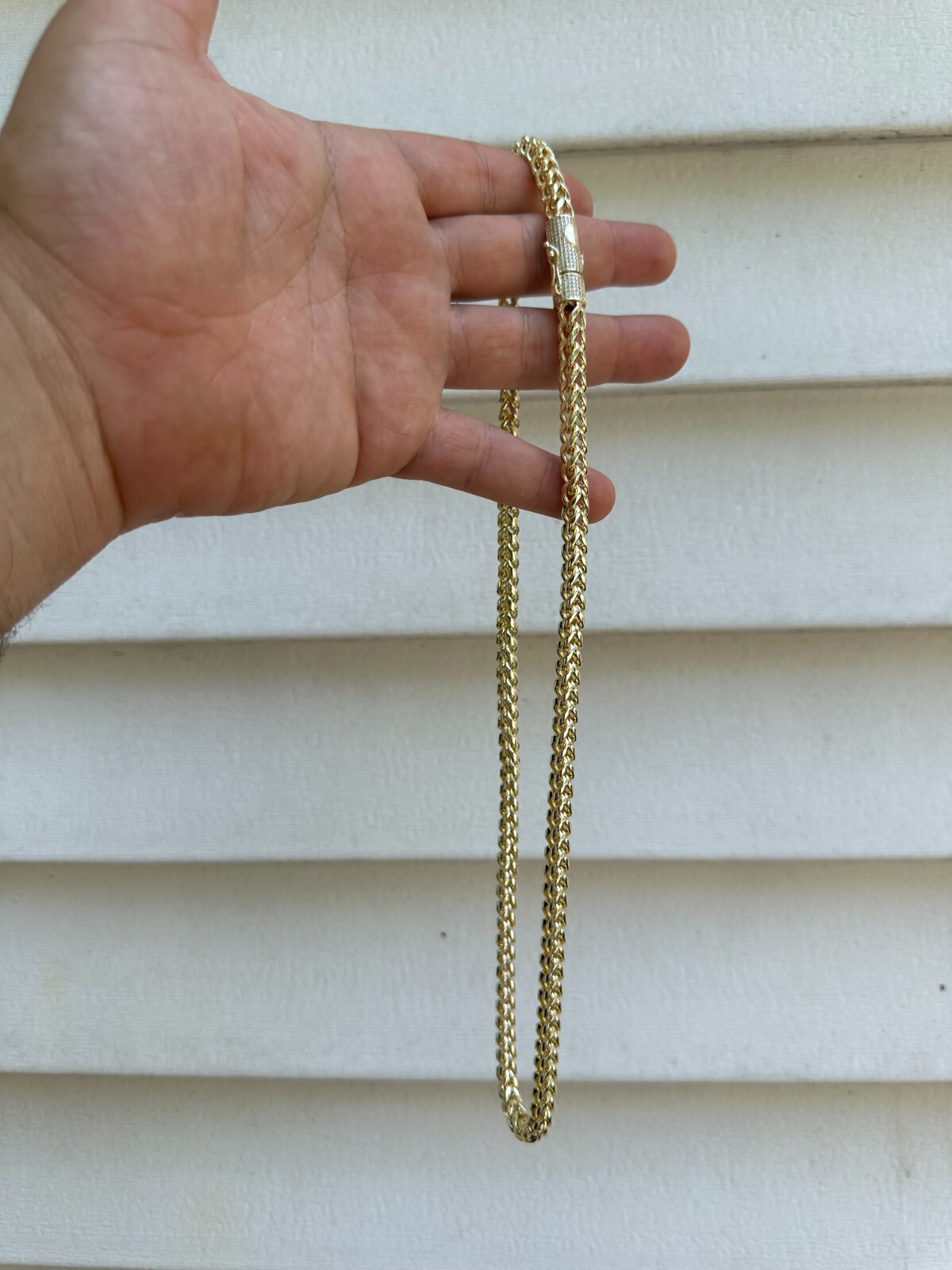 Iced MOISSANITE Clasp 14k Gold Stainless Steel Franco Chain Necklace Bracelet