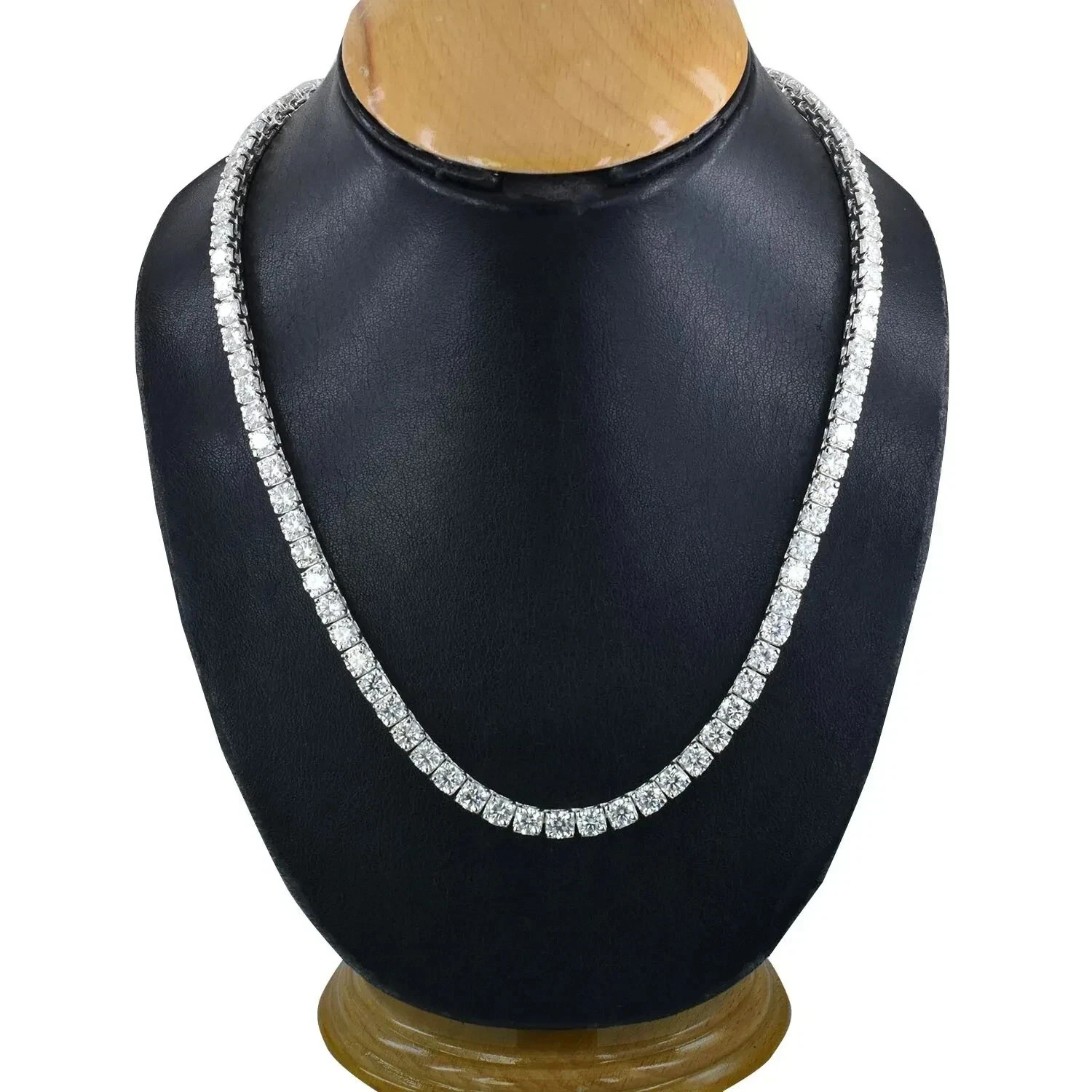 17CT Gorgeous 18 inches White Diamond Tennis Necklace 14K White Gold Plated