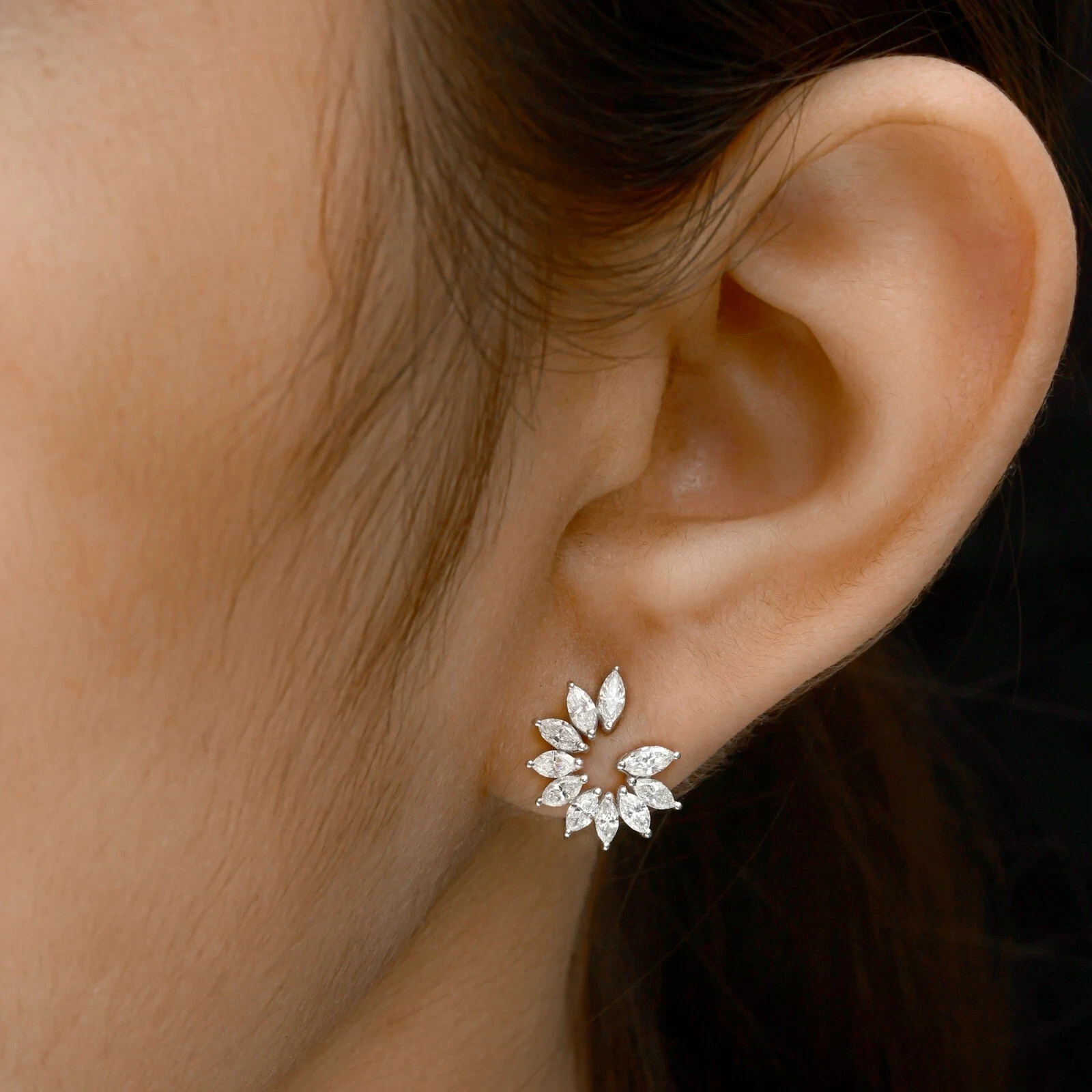 .15 POINTER FANCY MOISSANITE EARRING ,925 SILVER FOR REGULAR USE,PARTY USE