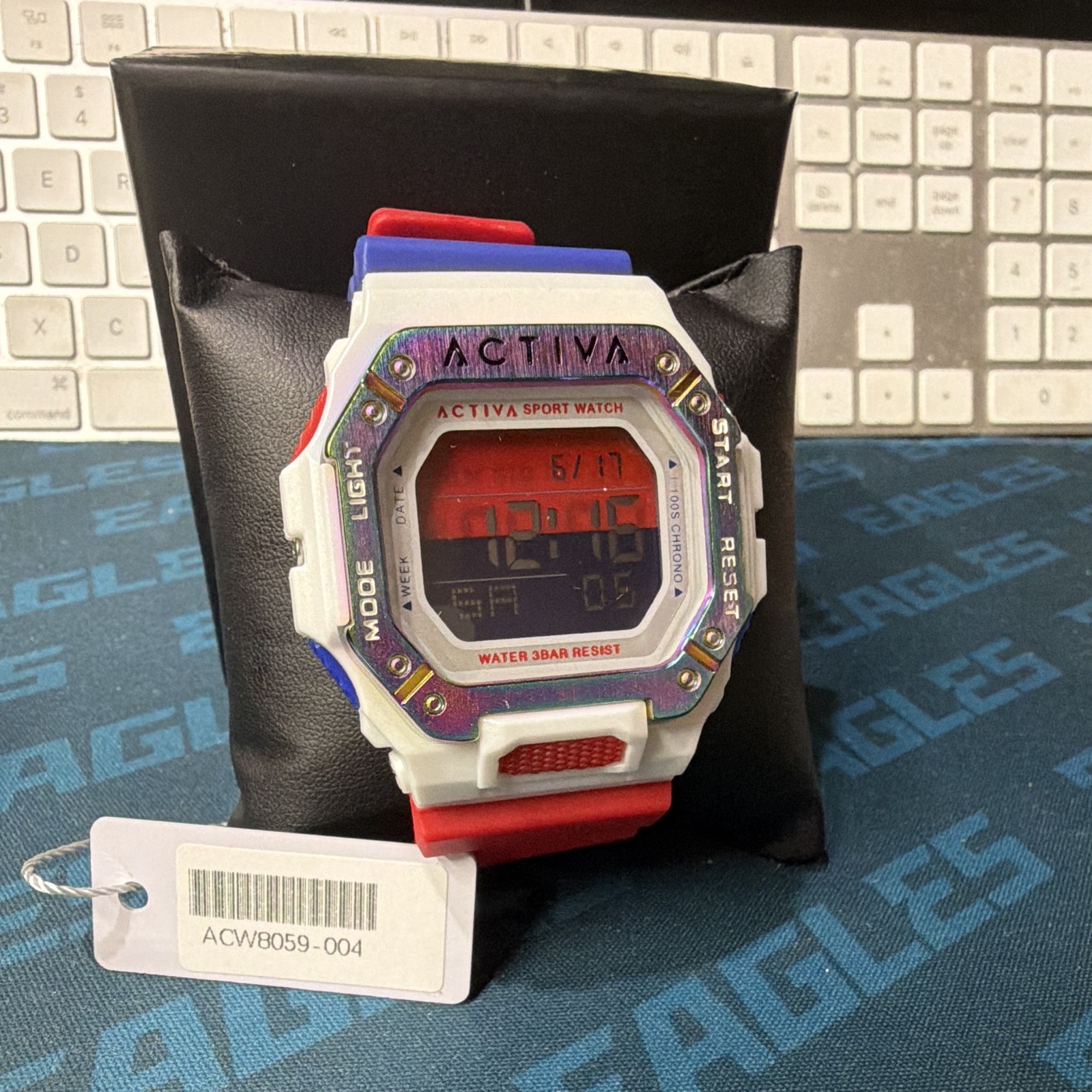 Activa ACW8059 Digital Quartz Sport Watch Chronograph Alarm 30m Red/Blue