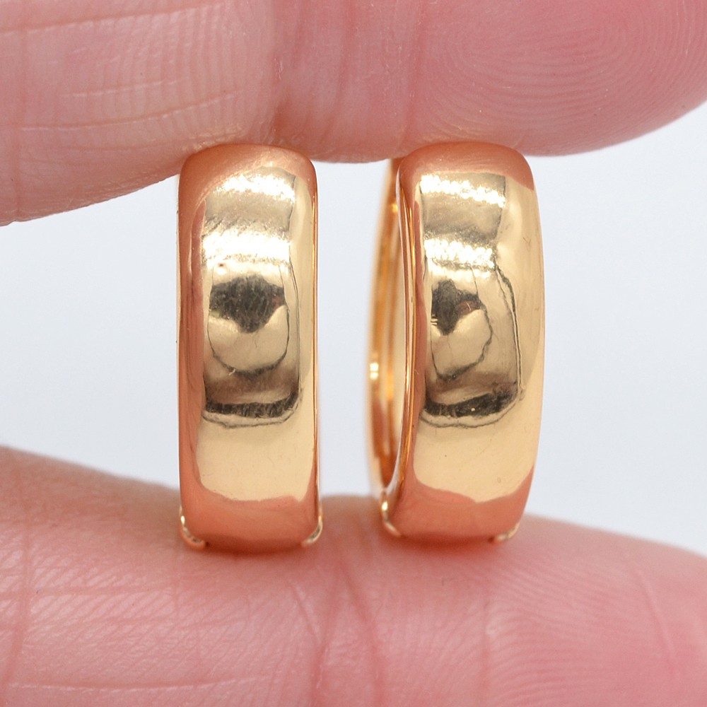 18K Yellow Gold Filled Women Fashion Shinny Round Hoop Huggie Earrings Jewelry