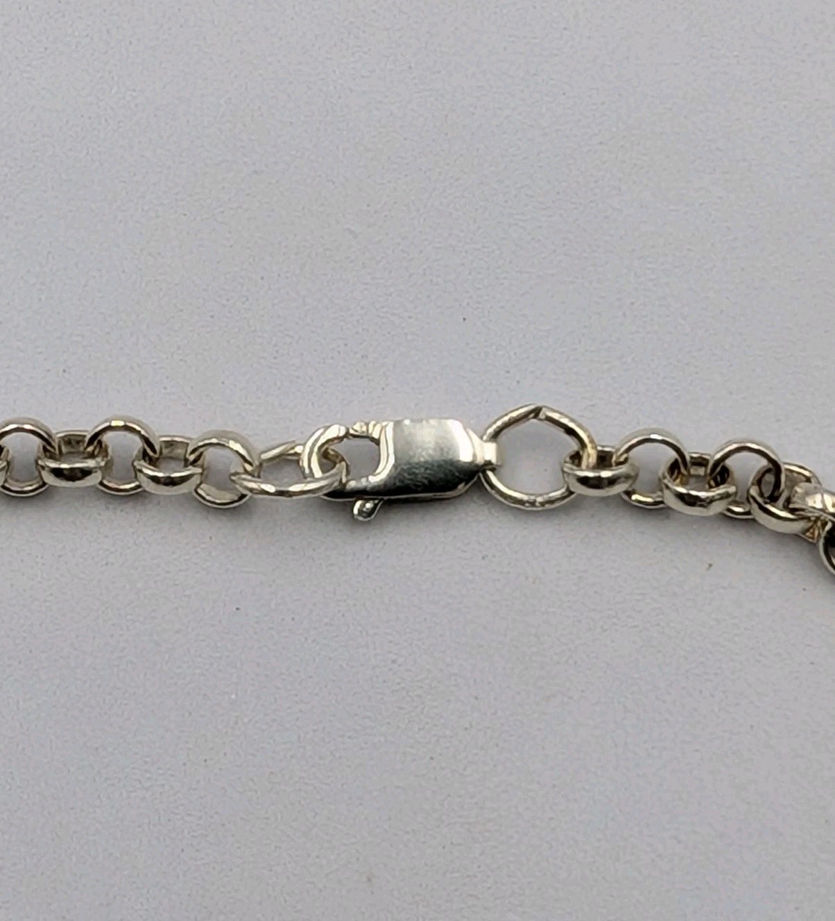 925 Sterling Silver Rolo Link Chain Unisex Bracelet 8″ 4.1mm 6.2g Belcher Charm