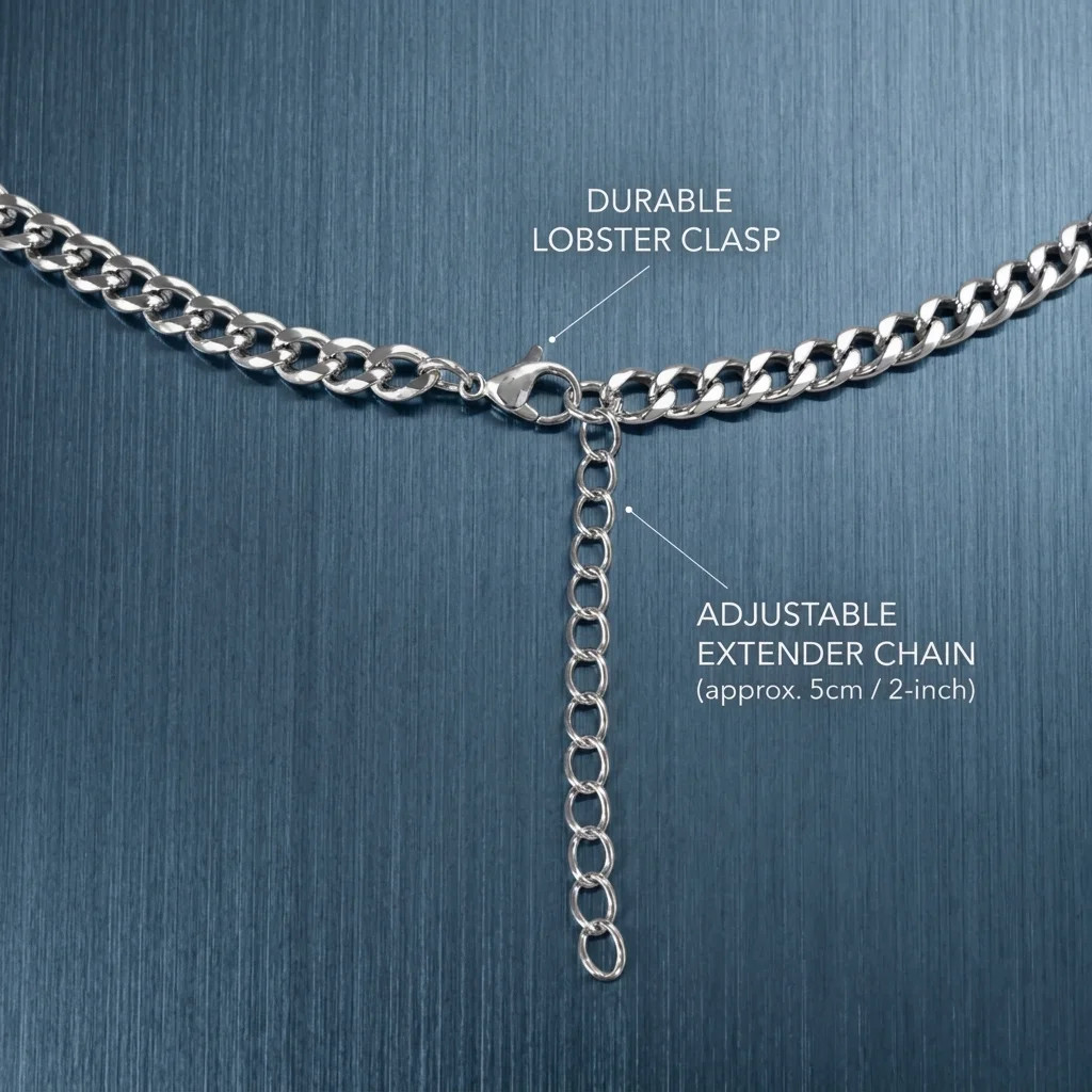 European and American Hip-Hop 6-sided Polished Cuban Chain, Colorfast Titanium S