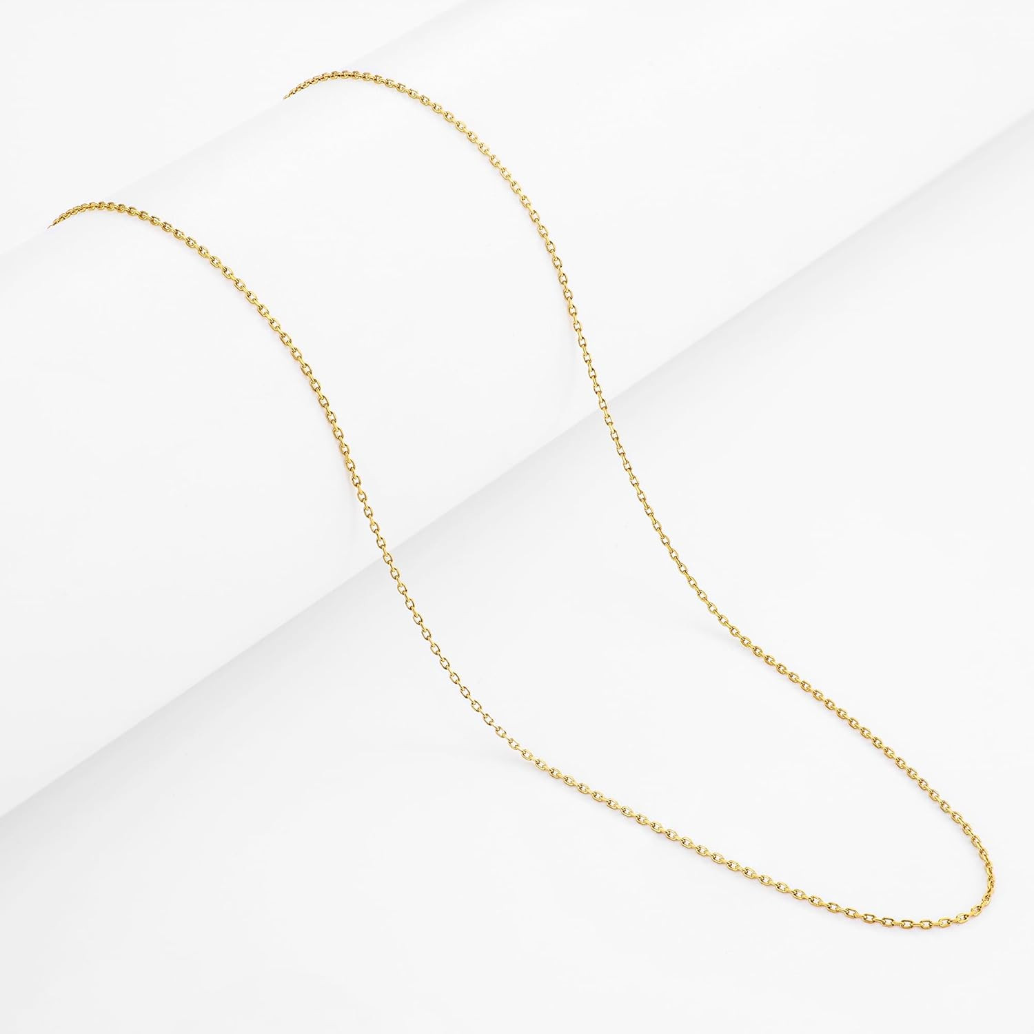 Chain Necklace for Women, 14K Gold Plated/Silver Tone Cable Chain for Women, 1.1