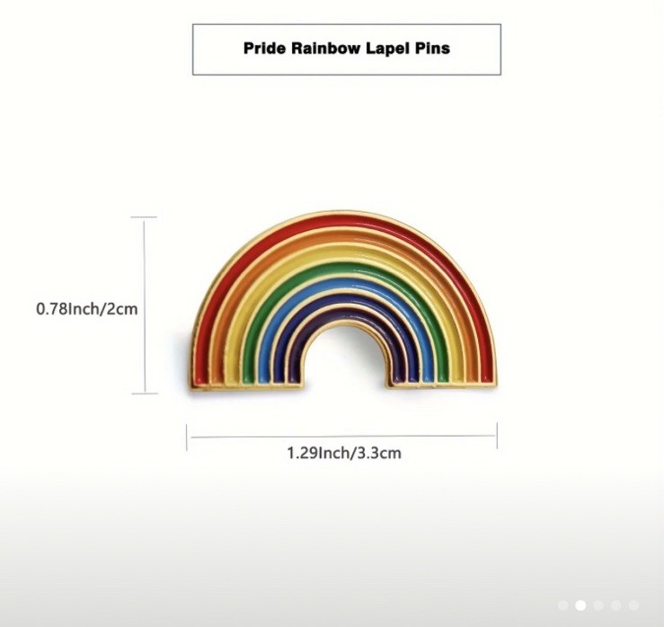 1” Enamel Rainbow Pin – Lapel, Purse, Backpack Pride Month Safety back Quality