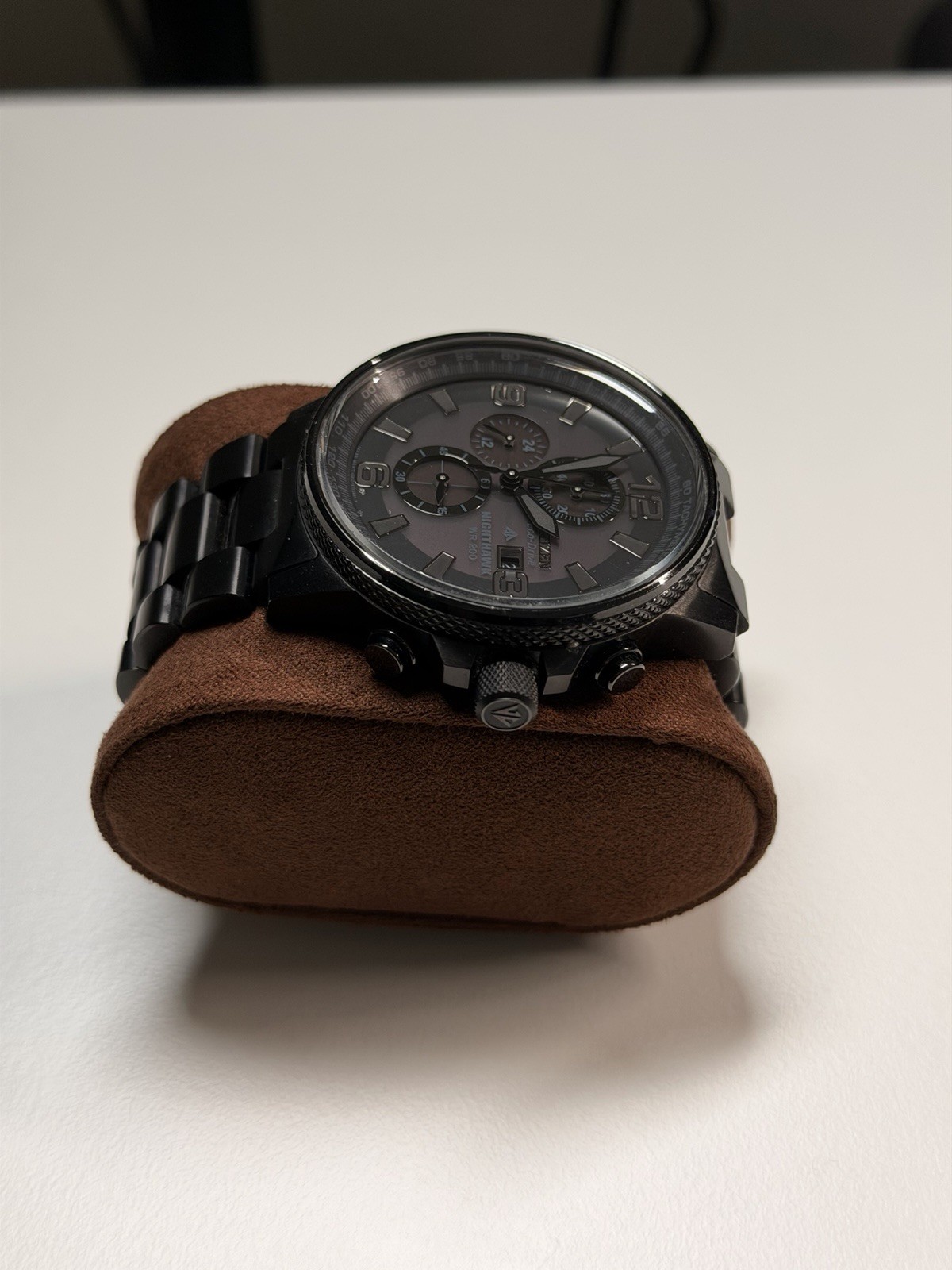 Citizen mens Eco-Drive Weekender Nighthawk Chronograph Watch In Black IP