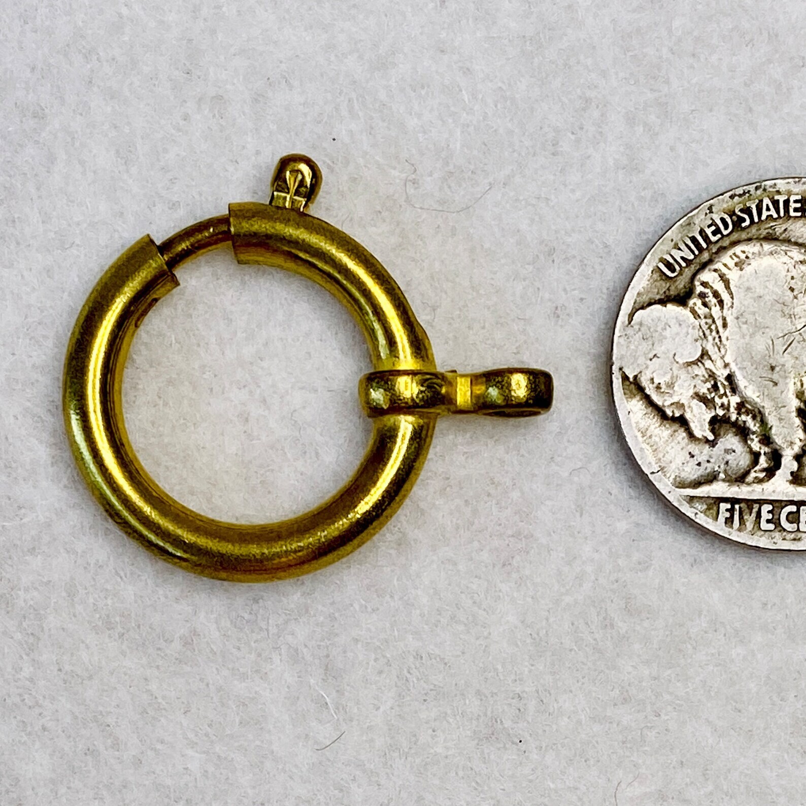 1 Large Spring Ring Pocket Watch Chain Clasp Gold Tone Vintage NOS