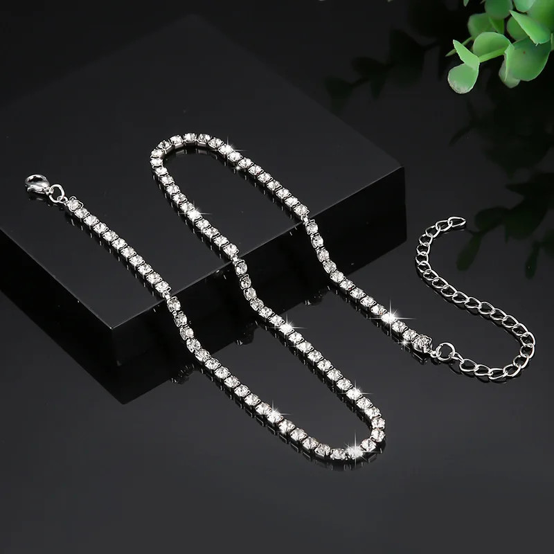 Sexy Full rhinestone Choker Chain Necklace For Women Luxury Cubic Zircon Crystal