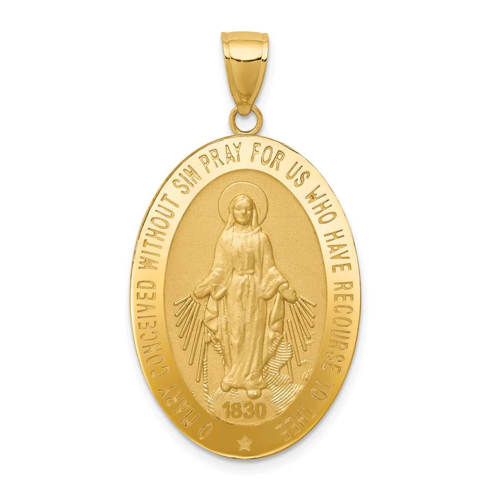 10K / 14K Yellow Gold Miraculous Medal Pendant