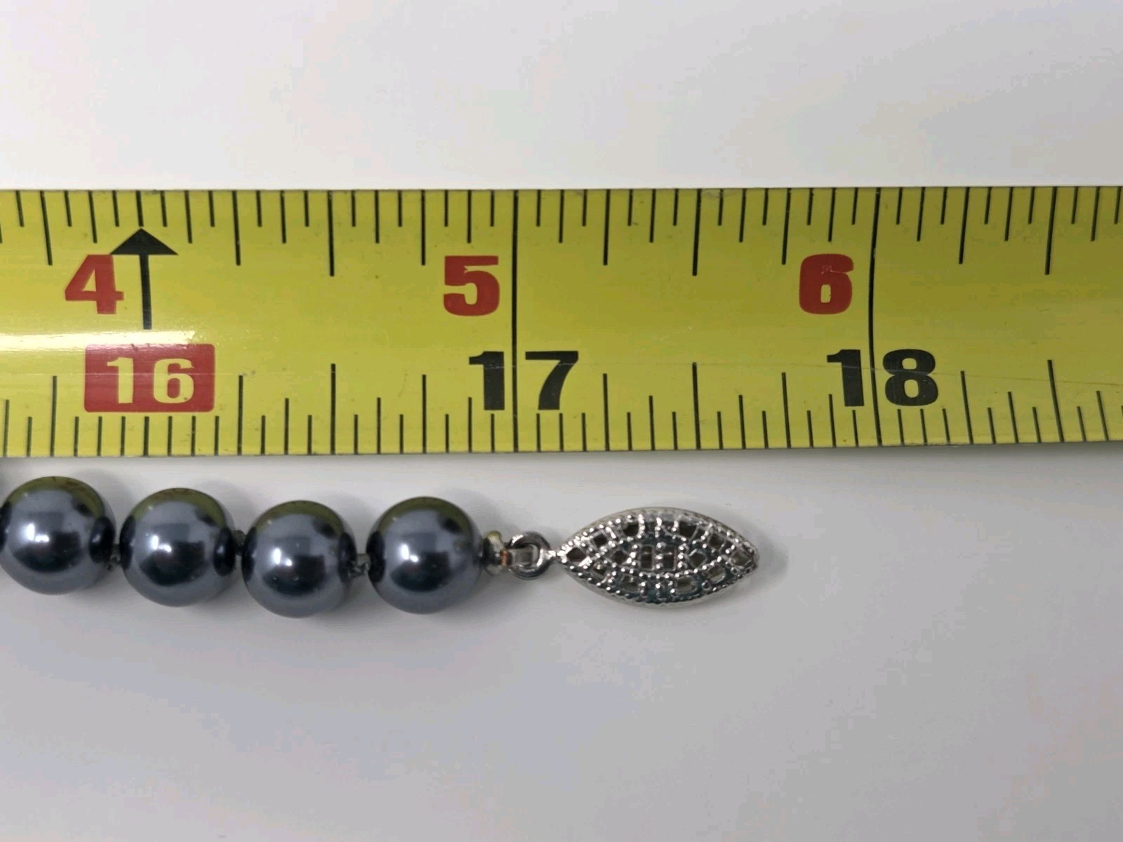 Gray Faux Pearl Necklace 17 Inches Knotted 8mm Beads Vintage Sheen Unsigned