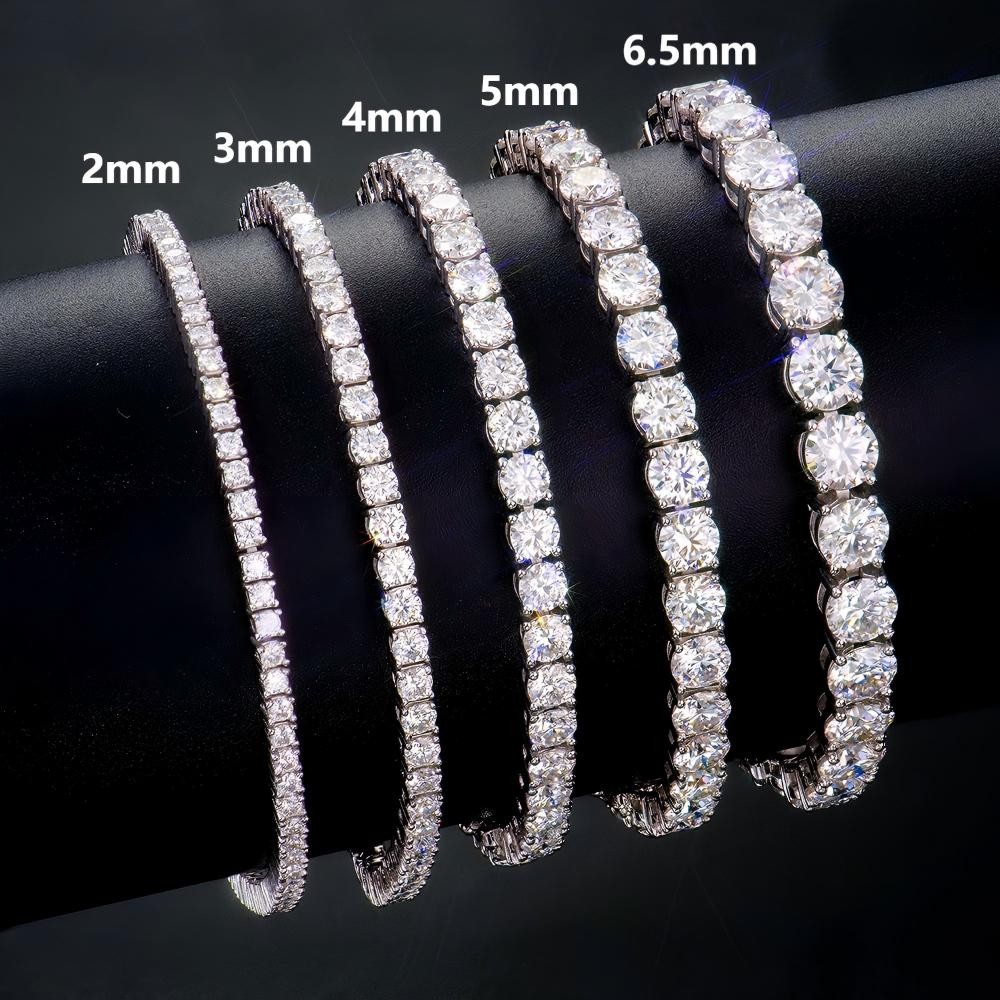 2-8mm REAL VVS D Color MOISSANITE Tennis Chain Bracelet 925 Silver Pass Tester!!