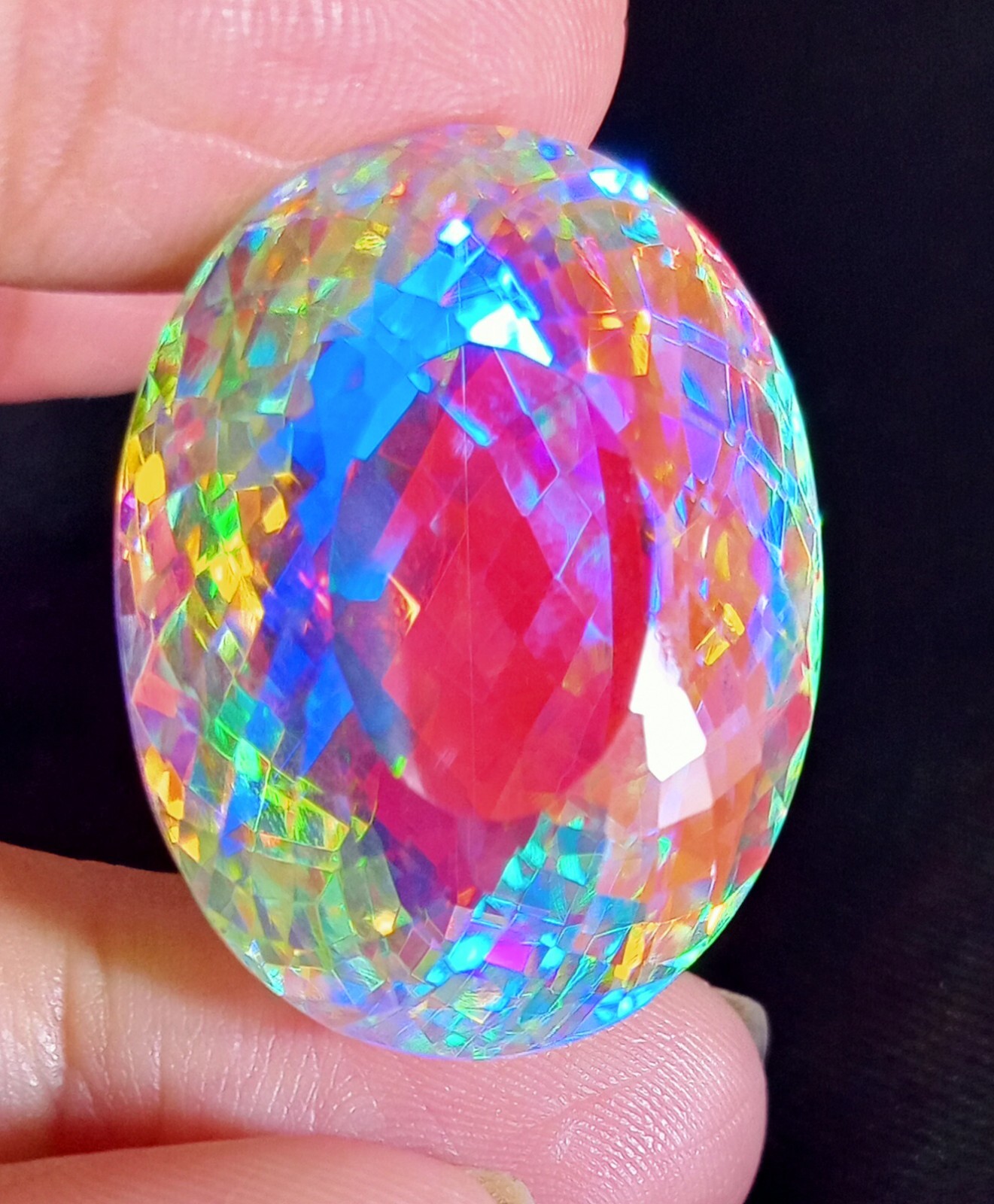 Mystic Topaz Natural Rainbow Certified Oval Cut 61.50Ct Loose Gemstone AAA