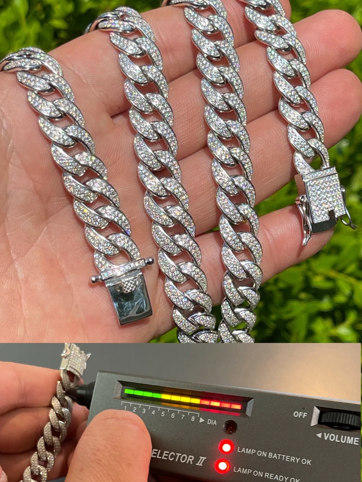 Mens Miami Cuban Link Chain Real Iced Moissanite – Passes Tester 12mm