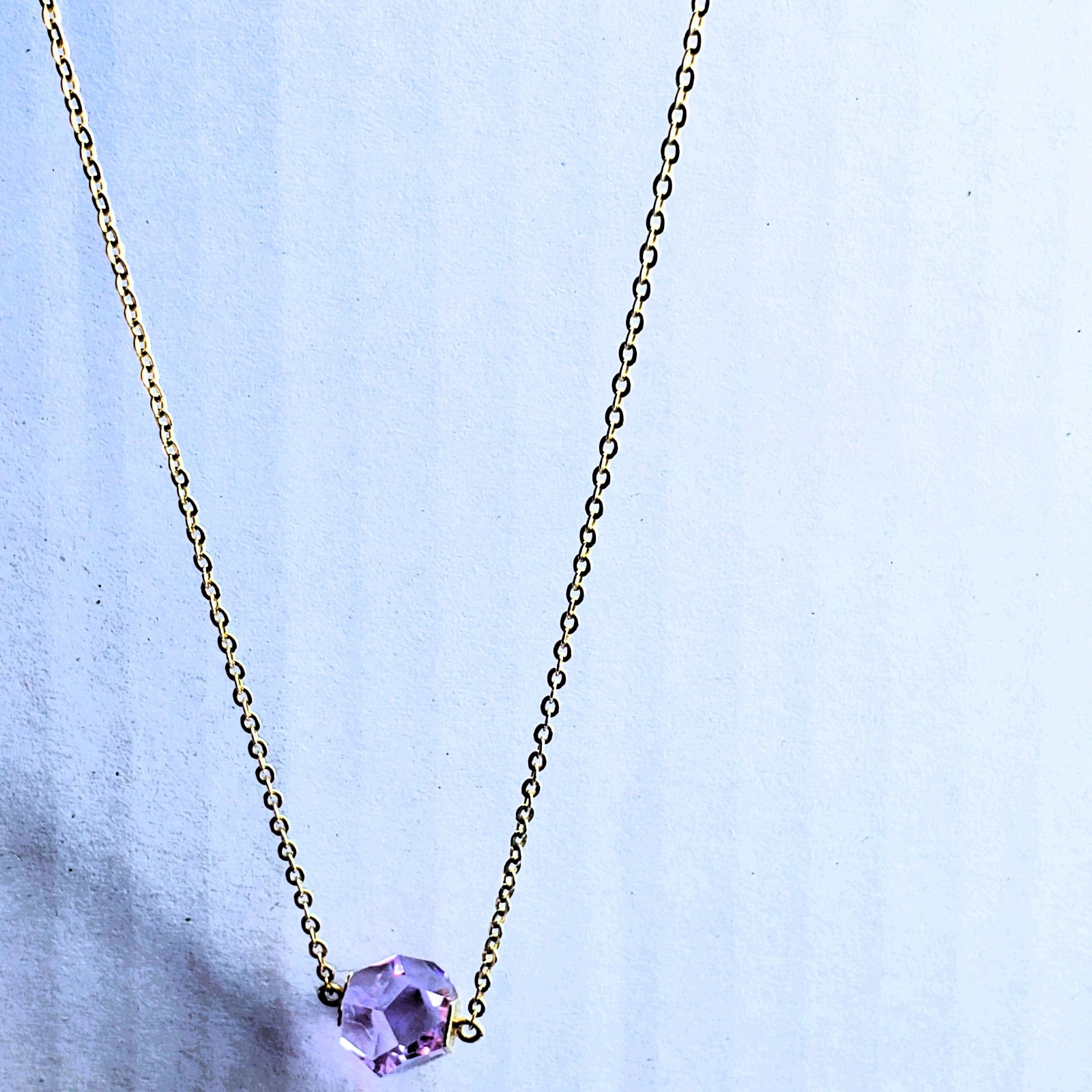 Swarovski “Nutshell Design Collection” Violet Hue Geometric Crystal Necklace