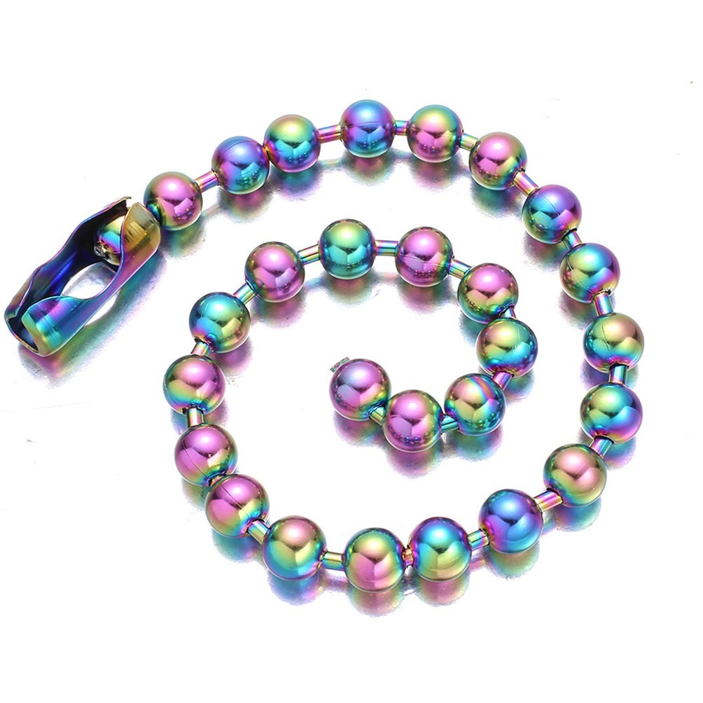 6/8/10/12mm Multicolor Stainless Steel Ball Beads Chain Necklace 16inch-40inch