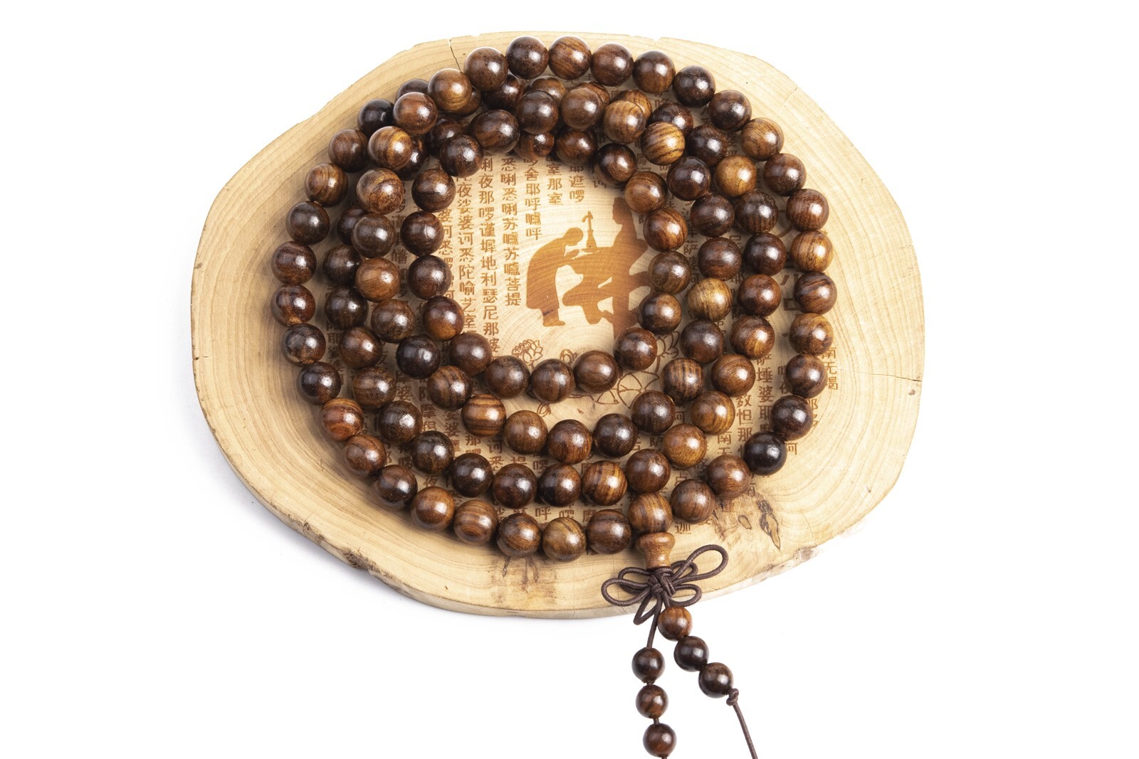 8MM 108 Pcs Fragrant Black Rosewood Mala Beads Natural Wood Round Beads 35″
