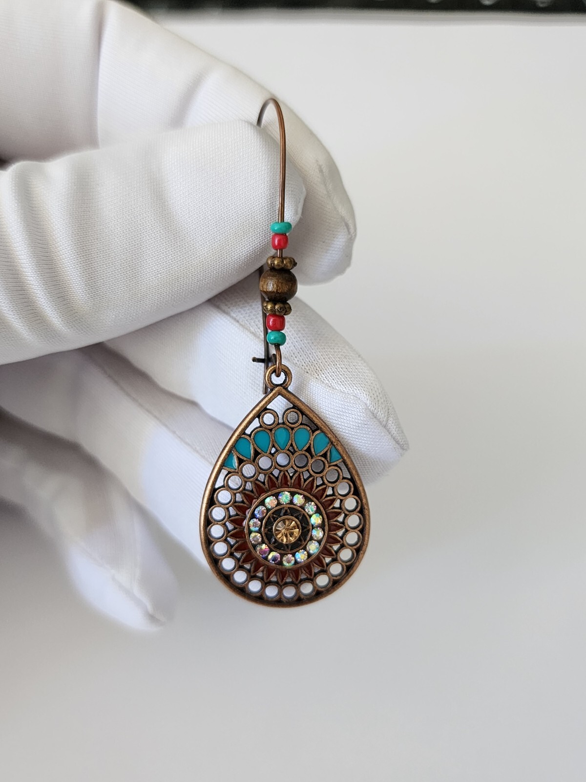 Fashion Vintage Boho Style Enameled Dangle Drop Earrings With Stone For Women