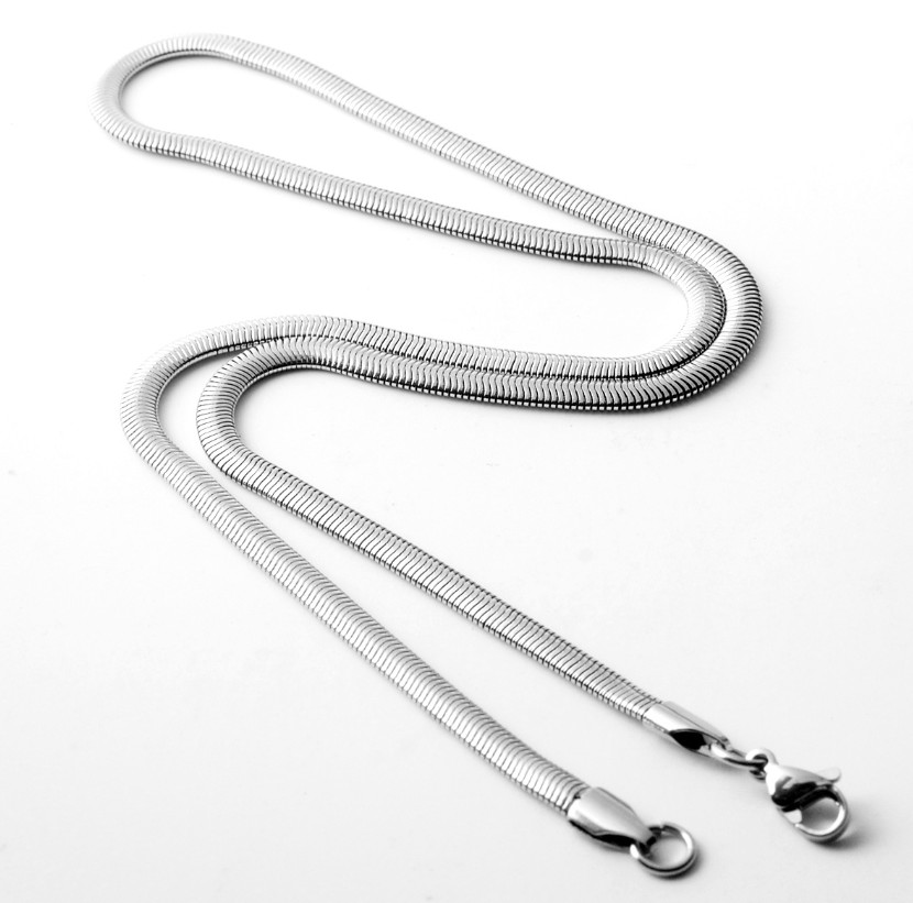 Stainless Steel Silver Flat Snake Herringbone Chain Necklace Women Men 16-24”