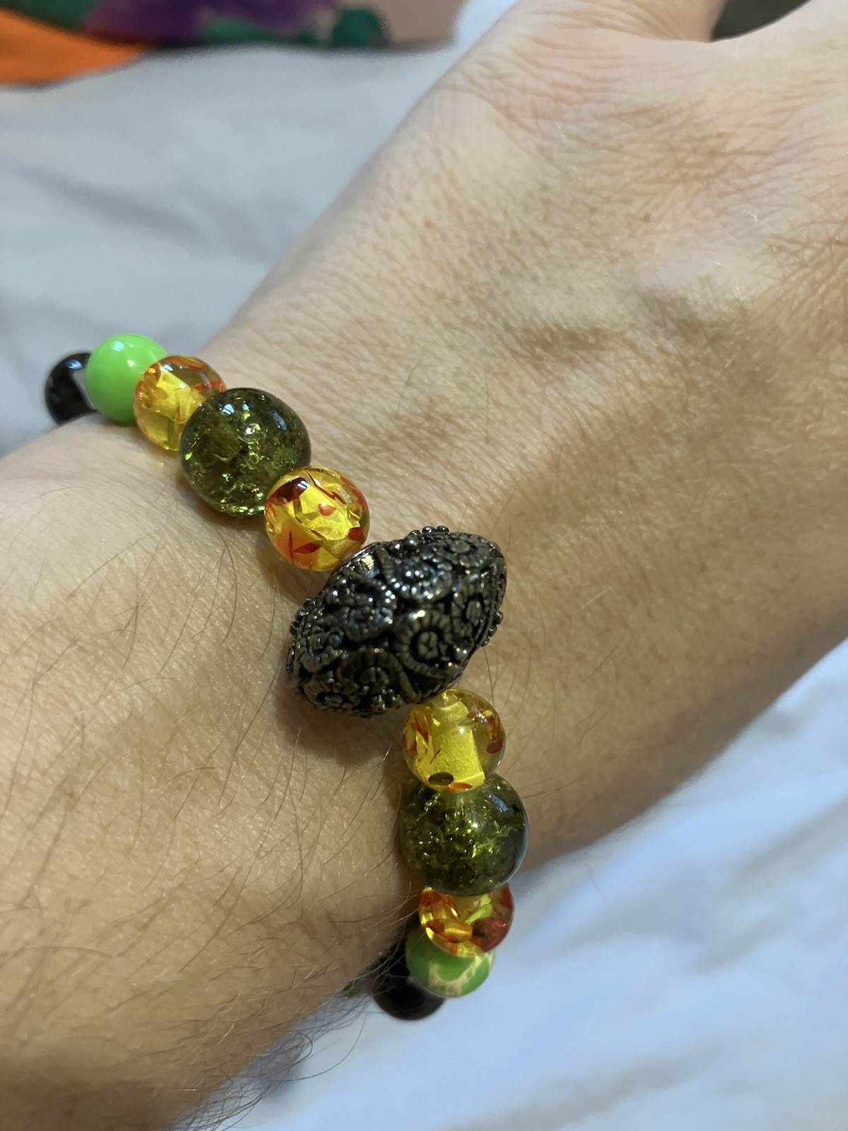 Autumn Colours Beaded Lava Stone Bracelet Essential oils aromatherapy