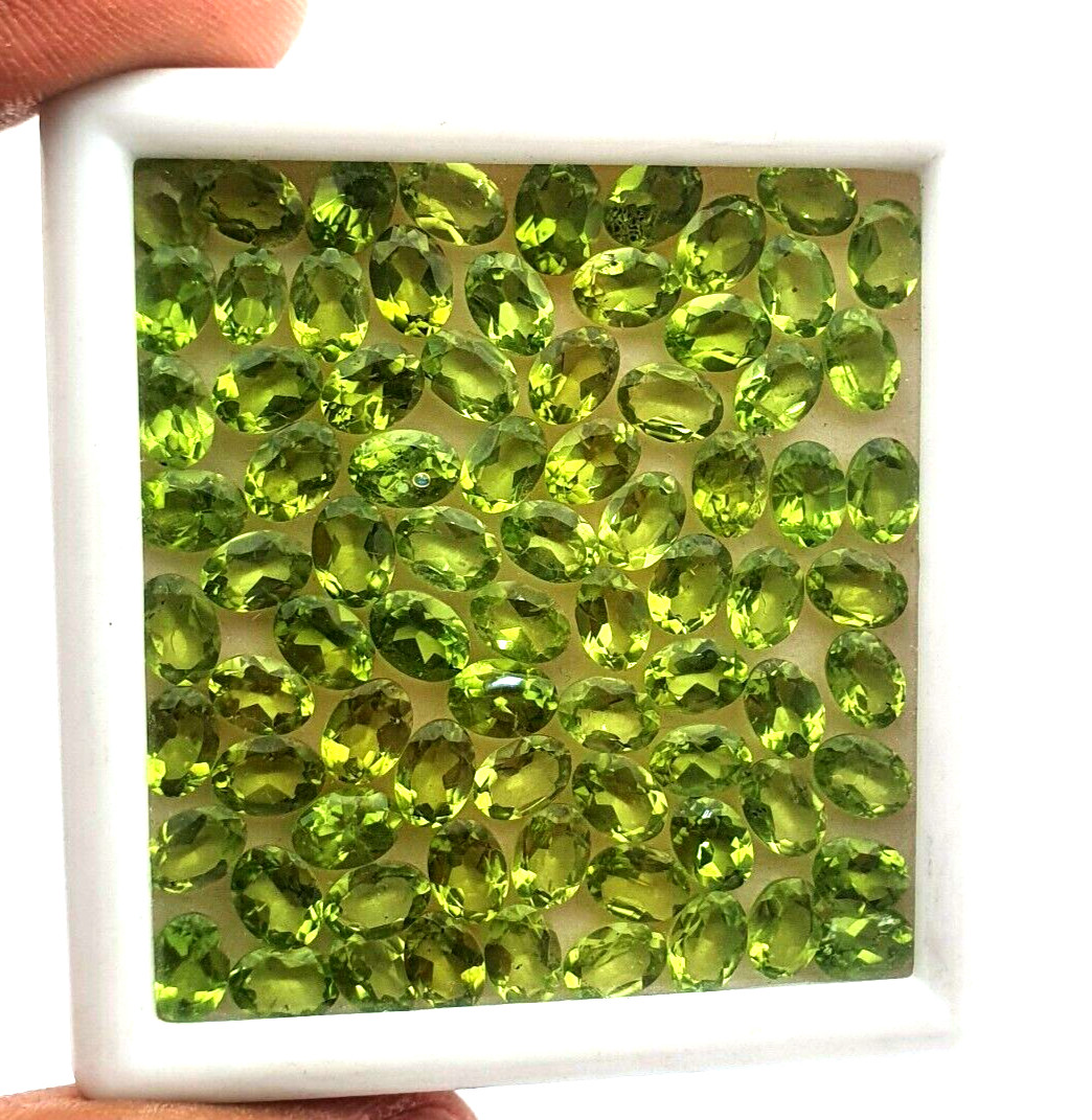 Natural Peridot Oval Faceted Loose Gemstone Lot 25 Pcs 5×7 MM 20 CT