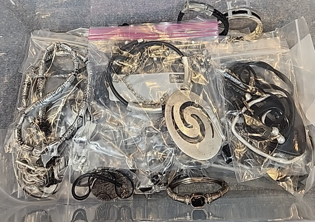 Jewelry Wearable Black & Silver Collection 5 Lbs Lot #3788 See Description