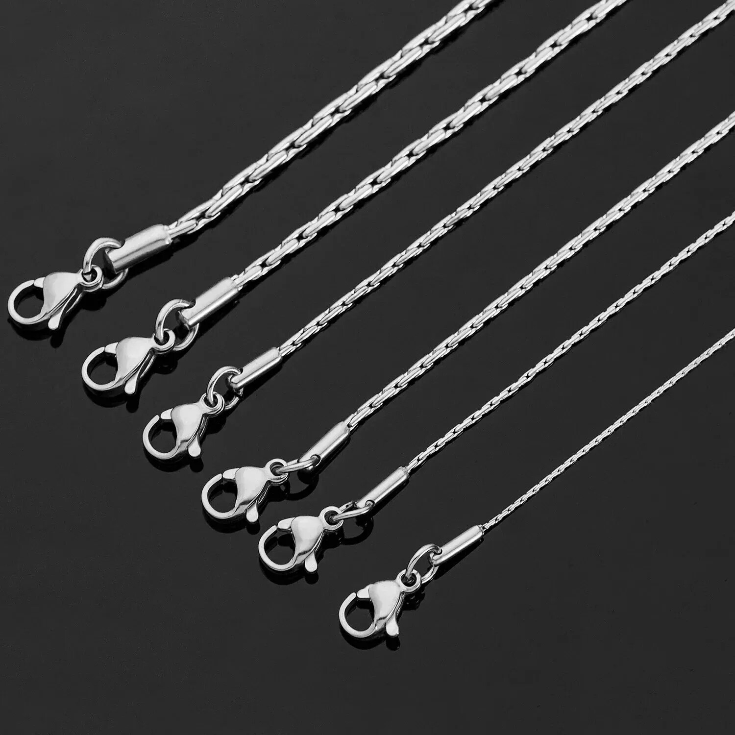 Thin Silver Necklace Link Cable Chain for Men | 316L Stainless Steel Jewelry