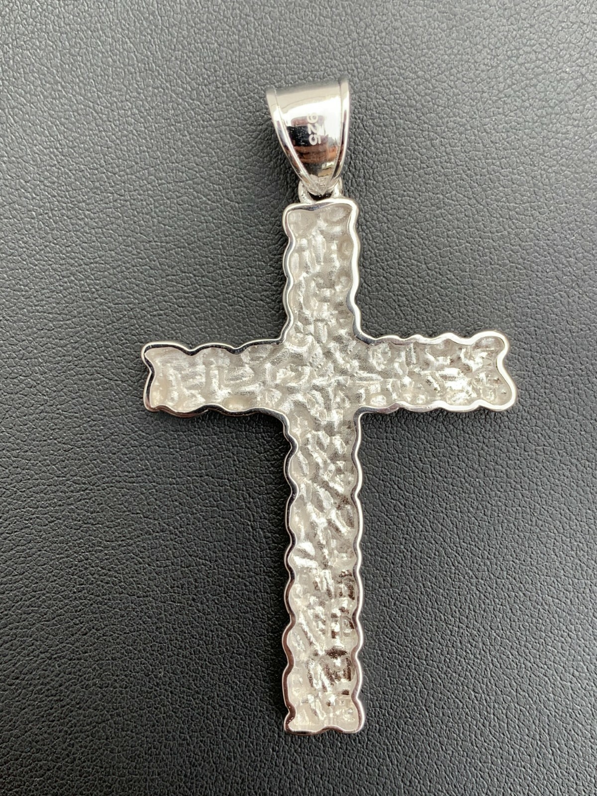 Mens Large 2.25″ Solid 925 Sterling Silver Nugget Cross Pendant Crucifix Chain