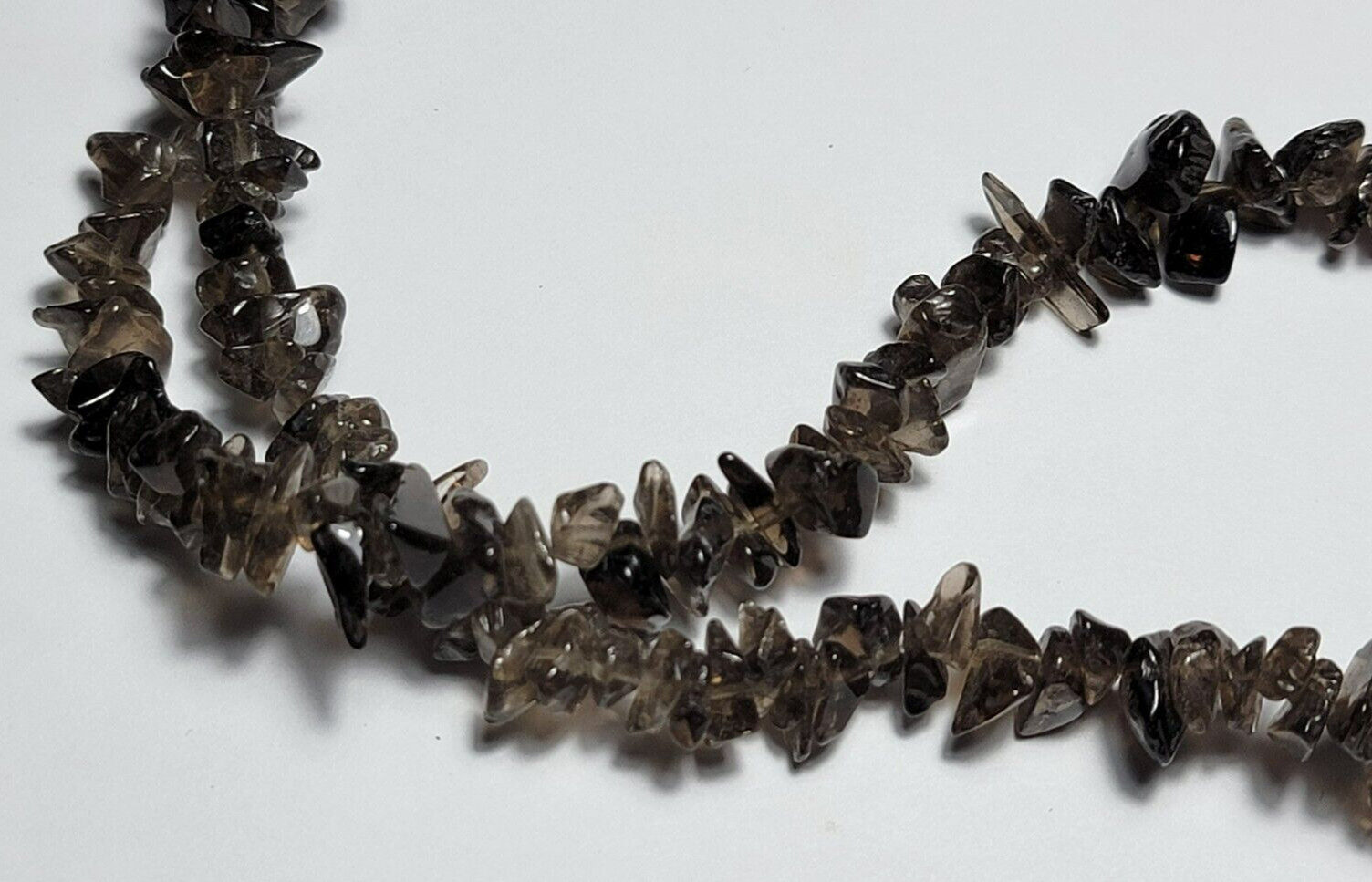 Smoky Quartz Chip Bead Strands about 32” long