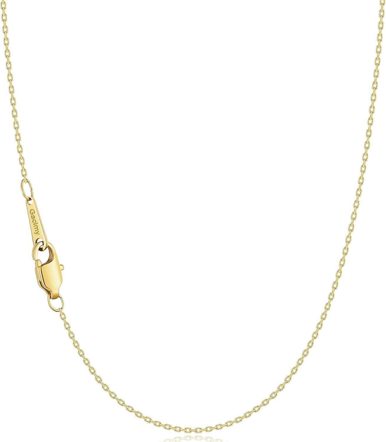 Chain Necklace for Women, 14K Gold Plated/Silver Tone Cable Chain for Women, 1.1