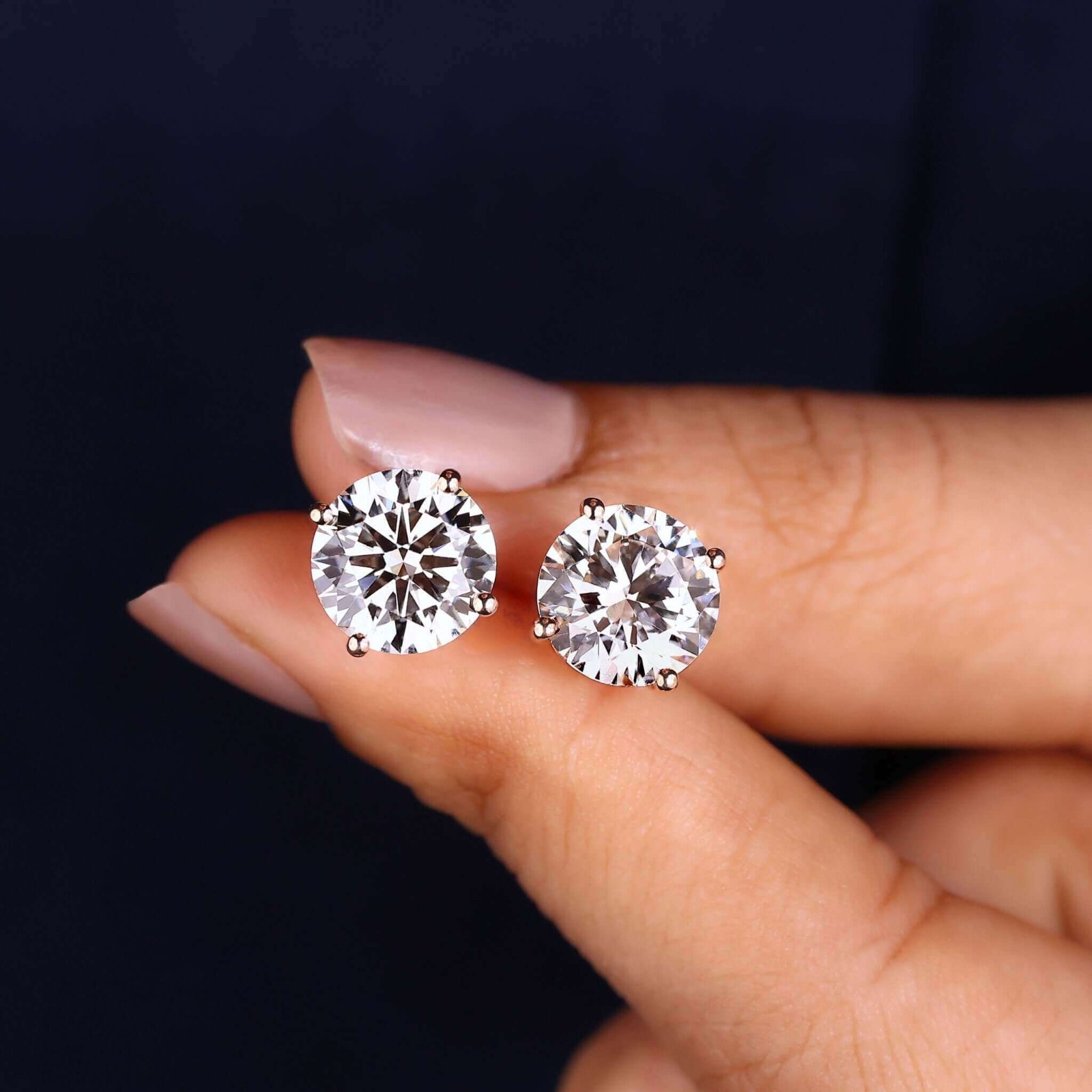 Lab Grown Diamond Stud Earrings 0.50-4CT VS E/F Color 14K Solid Gold for Gift