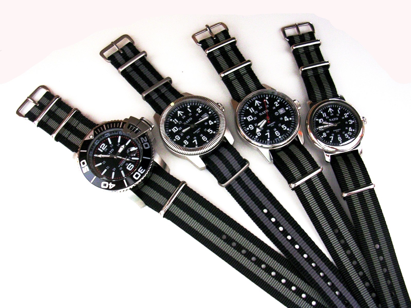 24mm Bonded striped NATO G10 military Pilot watch band strap 2 pak RAF IW SUISSE