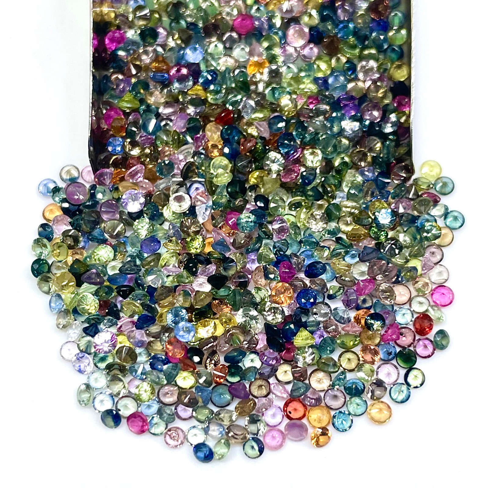 25 Pcs Natural Multi Sapphire Ceylon 2mm Round Diamond Cut Loose Gemstones Lot