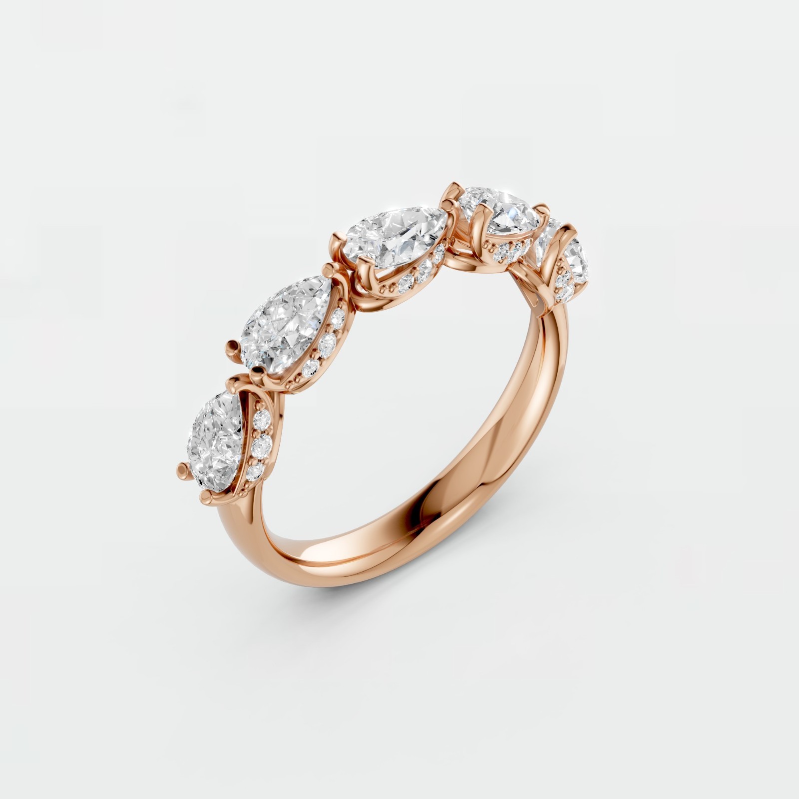 Half Eternity Ring Pear Lab Grown Diamond Stackable Wedding Band