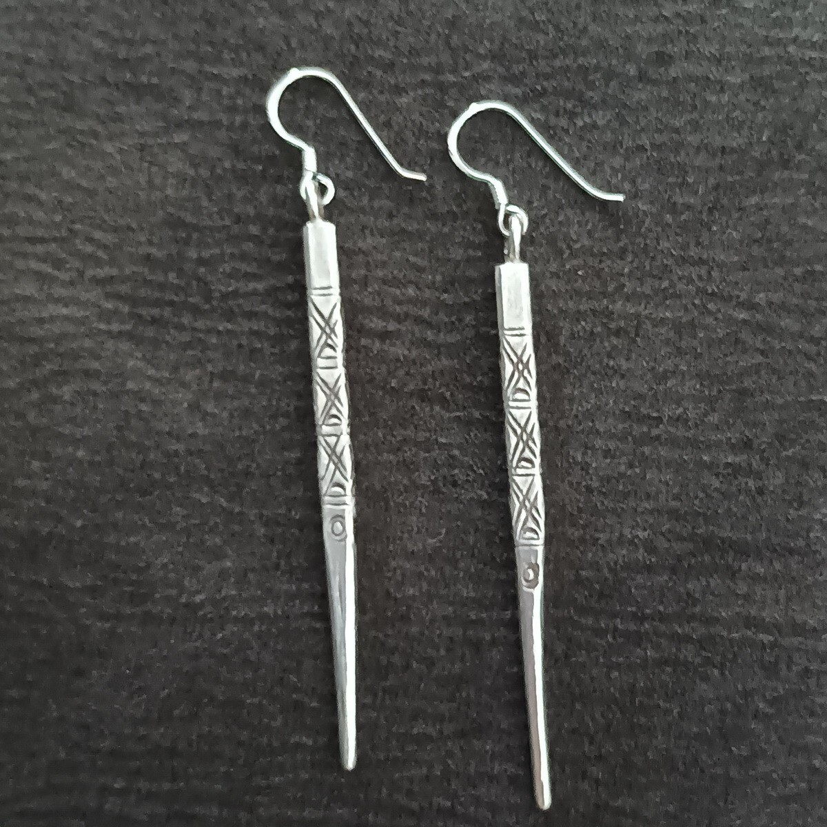FINE SILVER EARRINGS NO STONES CRAFT VINTAGE DANGLES 9g DANGLE STICK #REE19
