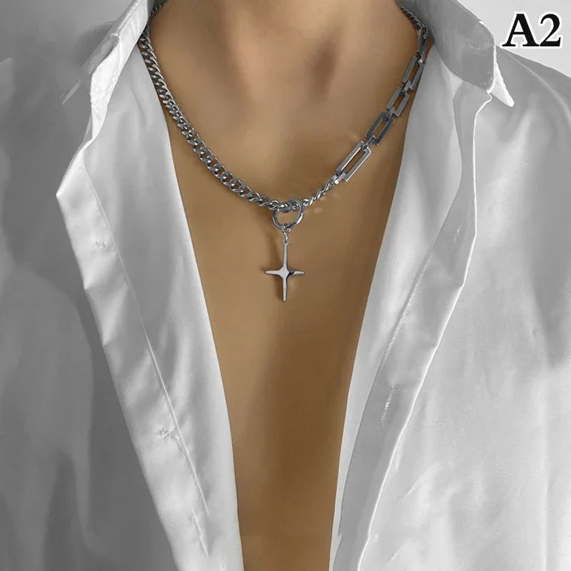/Creative Hip-hop Tide Brand Simple Black Square Earrings Pendant Necklace Men’s