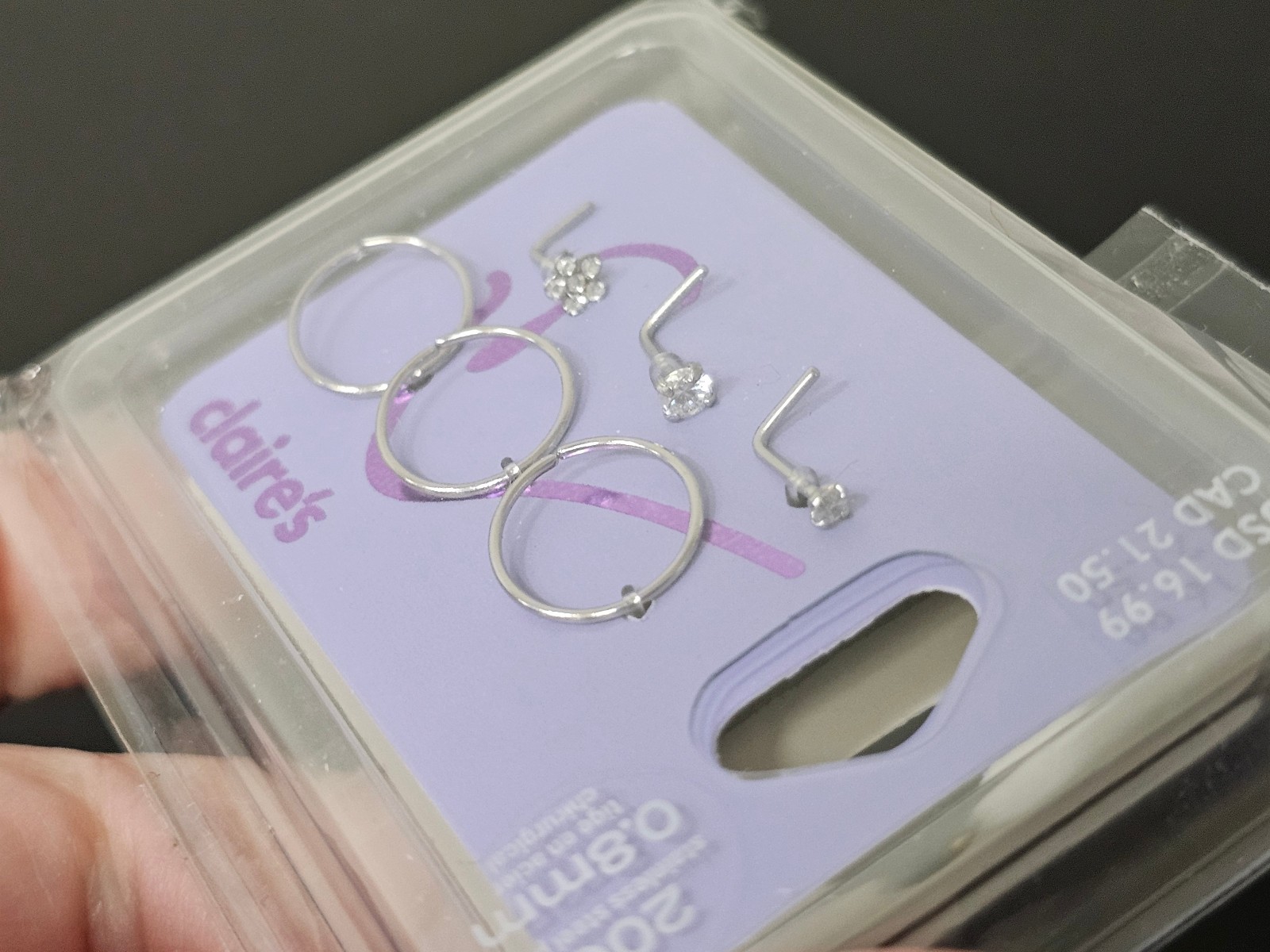 Claire’s 22G 0.7mm Sterling Silver & 20G 0.8mm Steel – 15 Nose Rings & Studs NEW