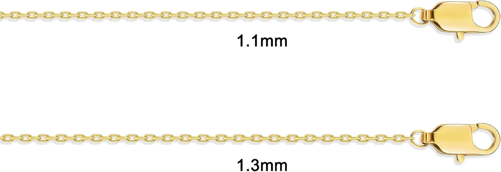 Chain Necklace for Women, 14K Gold Plated/Silver Tone Cable Chain for Women, 1.1