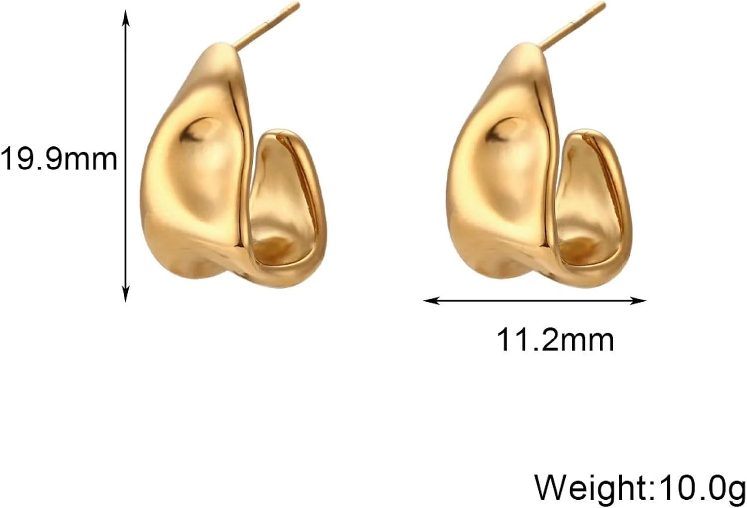 Chunky Gold Earrings for Women, 14K Gold/Silver Plated Statement Geometric Dangl