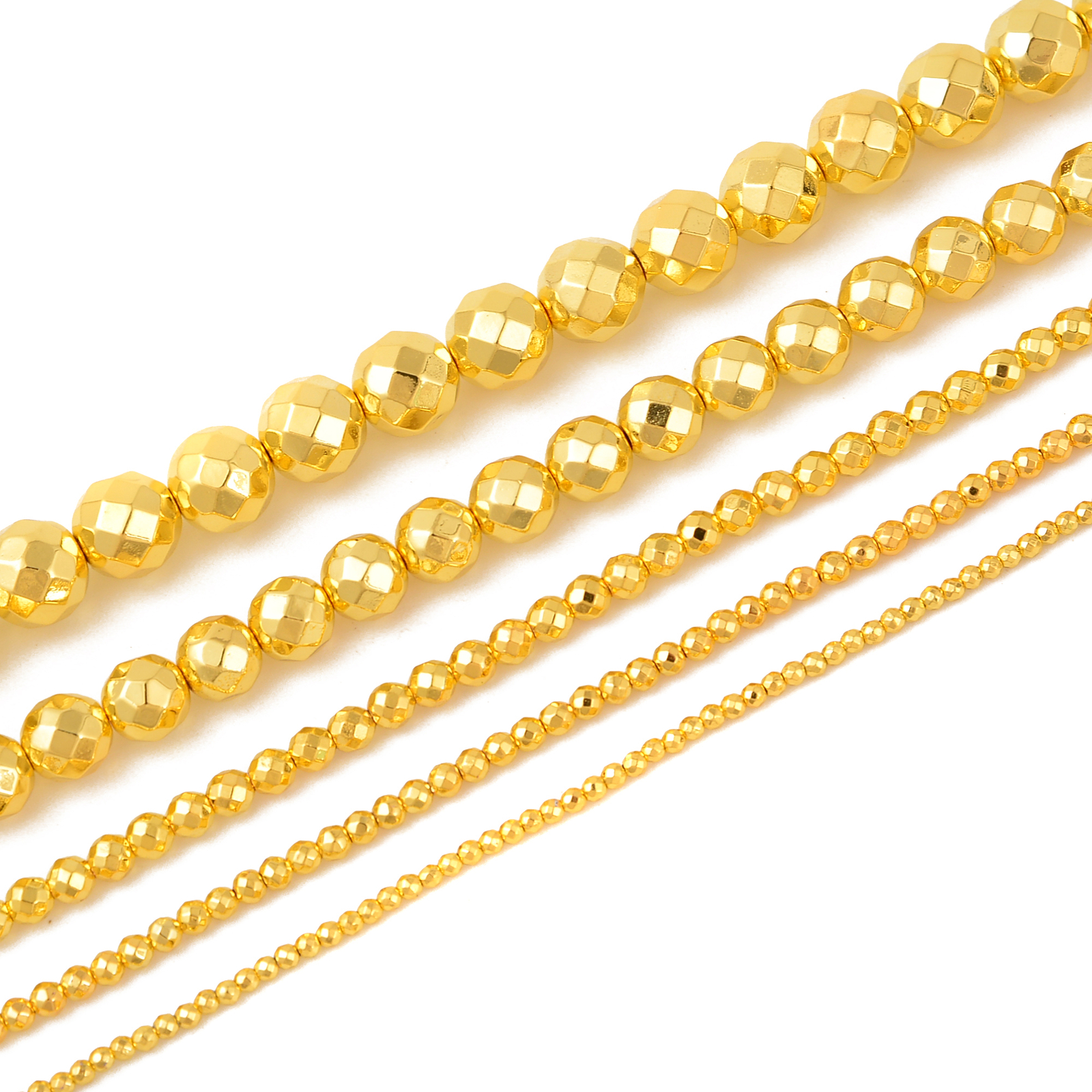 Titanium Gold Hematite Faceted Round Beads 2mm 3mm 4mm 6mm 8mm 10mm 15.5″ Strand