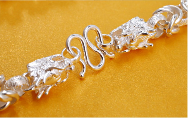 999 Pure Silver Necklace Dragon Keel Women Men’s 6.5mm/8mm/9mm Link Chain