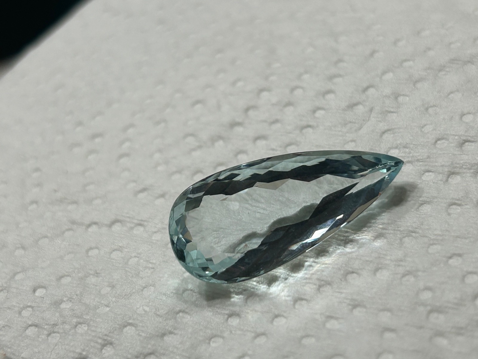 Very Light BLUE TOPAZ 23 CT Faceted Pear /Tear Drop Natural Gemstone 33 x 14 mm