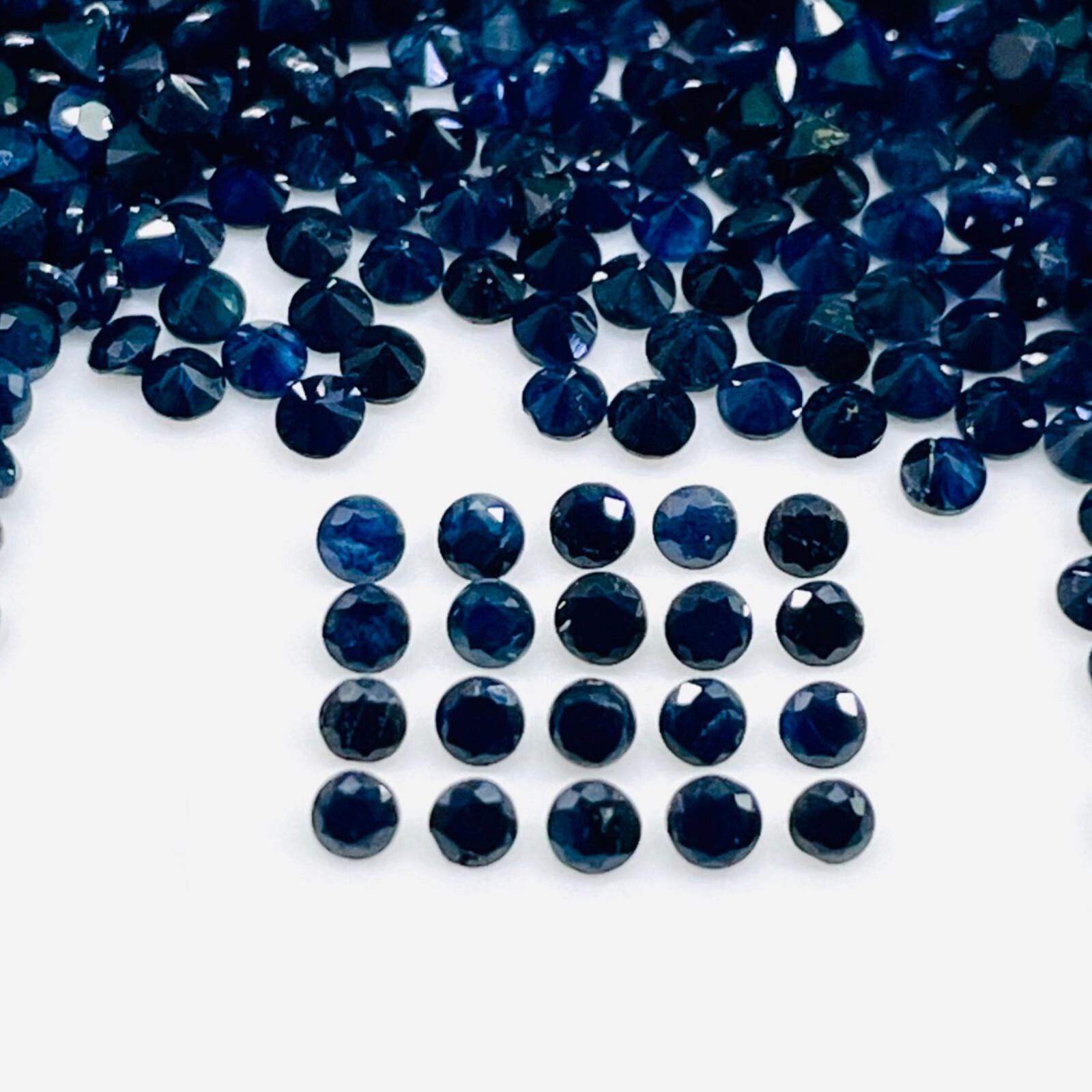 100 Pcs Natural Blue Sapphire 1.8mm Round Diamond Cut Calibrated Loose Gemstones