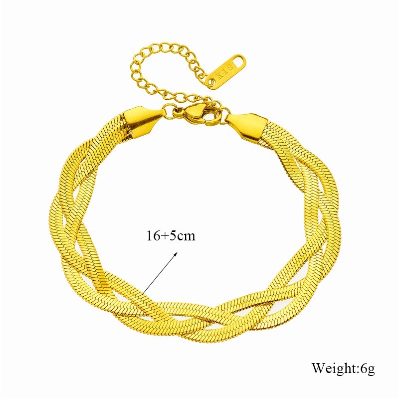 DIEYURO 316L Stainless Steel 3in1 Crossover Snake Chain Jewelry Set Women