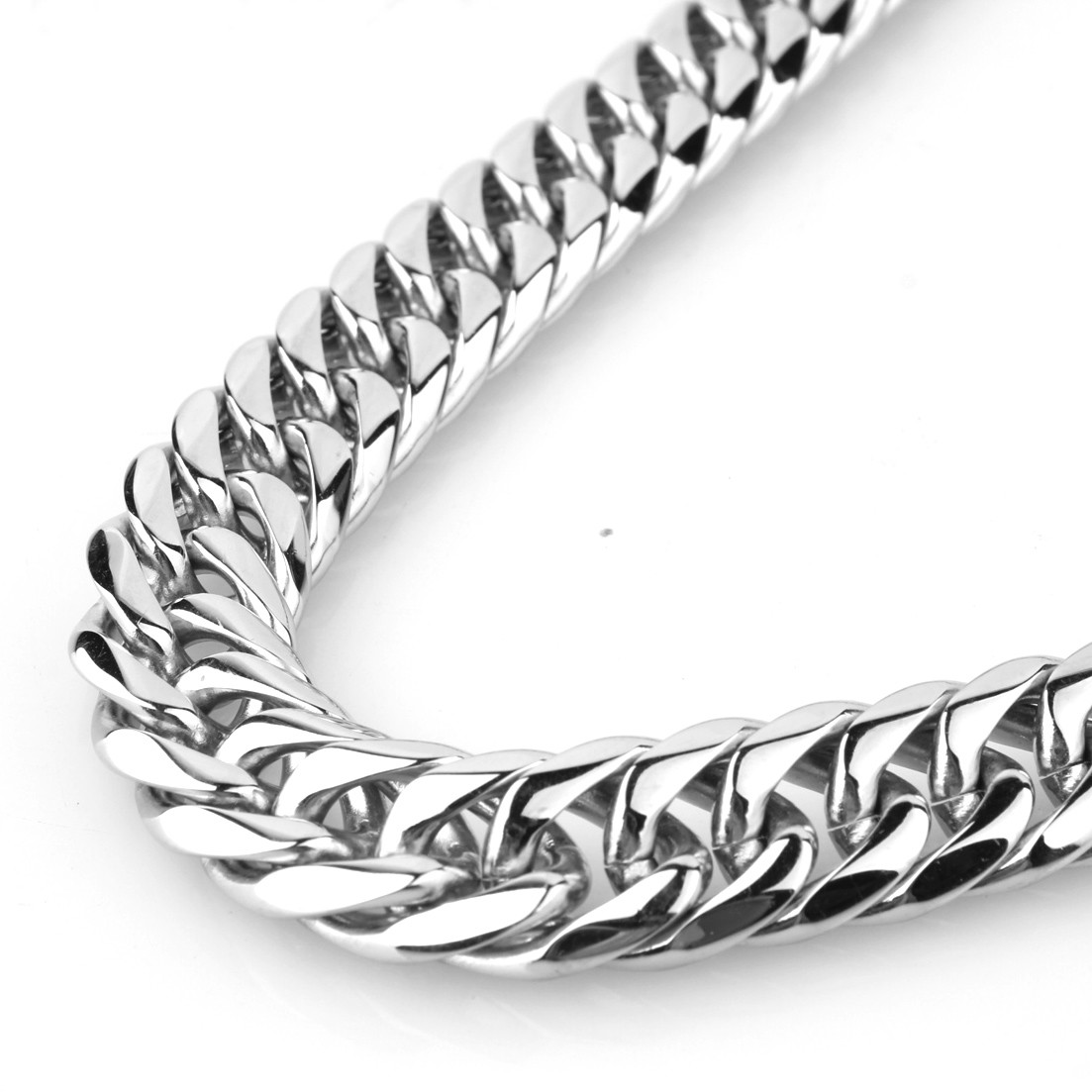 7″~40″13/16mm Charming Men’s Chain 316L Stainless Steel CURB CUBAN Link Necklace